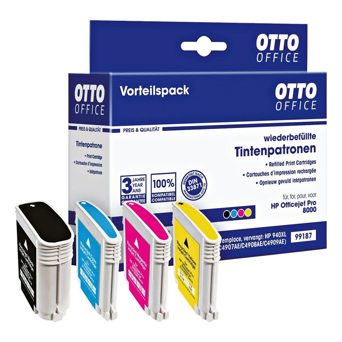 gelb Otto Tintenpatrone ersetzt HP Nr. »CG898AE«, cyan, CG898AE magenta, (4-tlg., Office schwarz, 940XL) Office