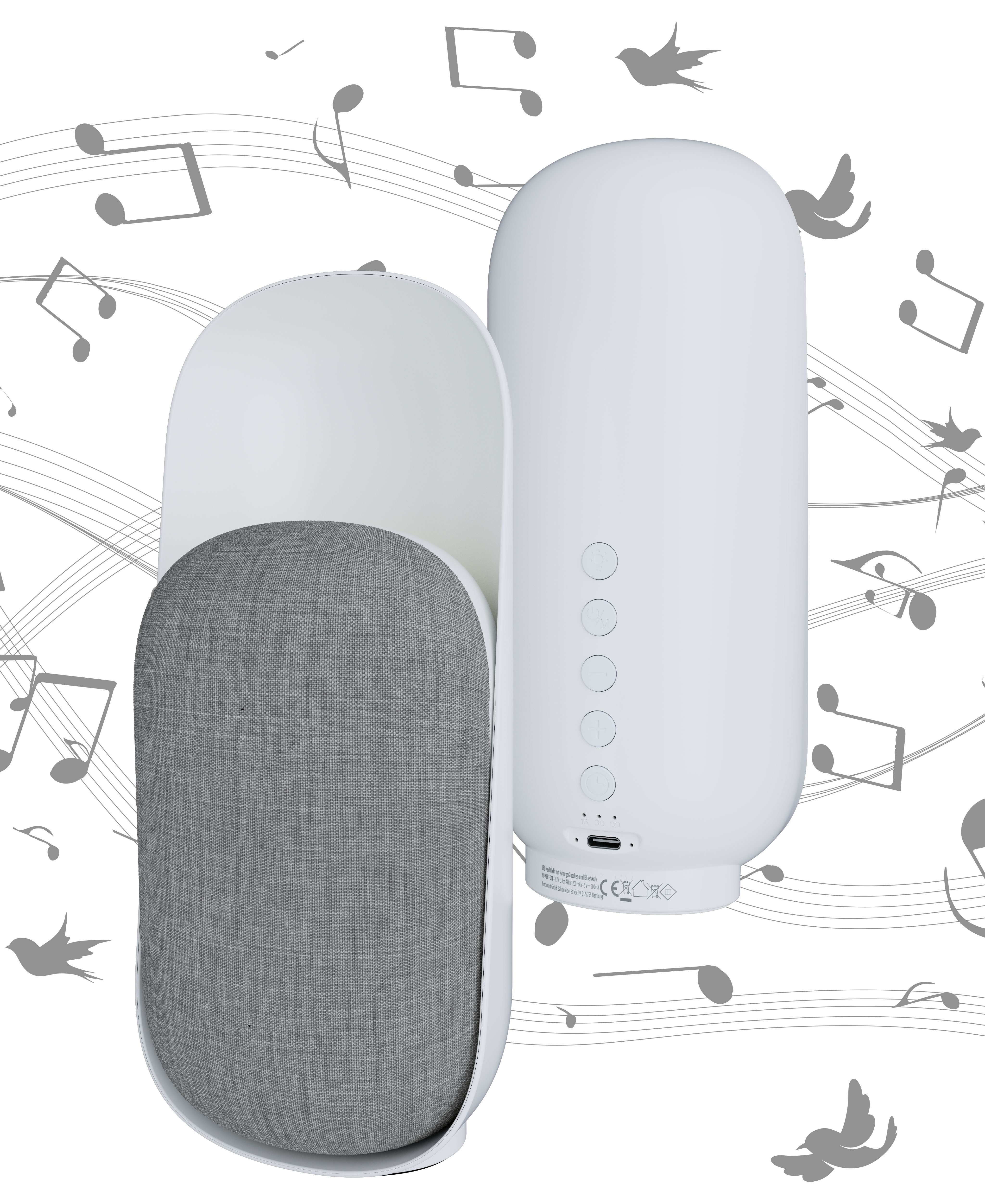 Northpoint LED Nachtlicht smart mit Bluetooth Lautsprecher Naturgeräuschen Timer warmweiß