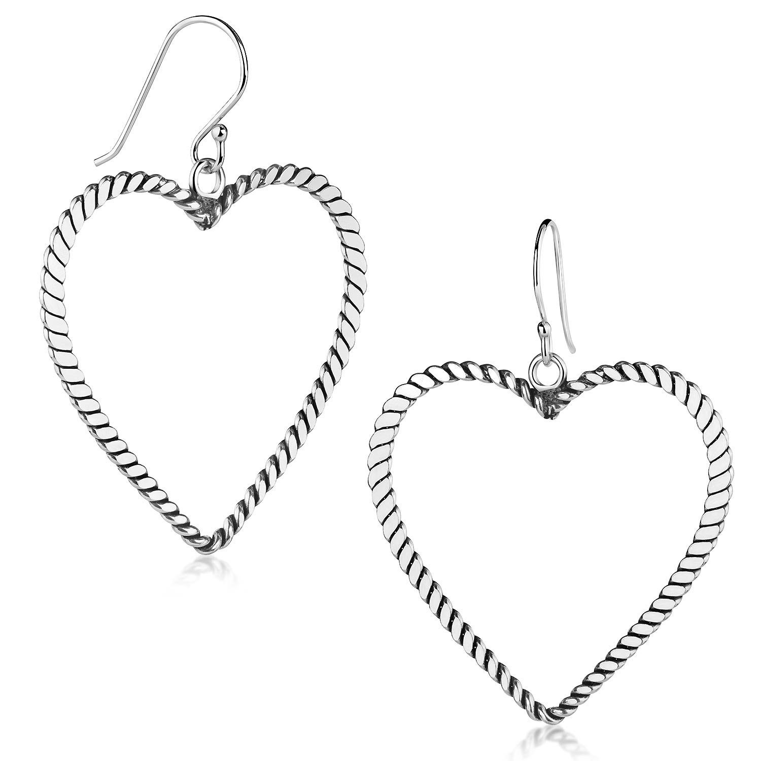 Materia Paar Ohrhänger Damen Silber Herz antik groß SO-499, 925 Sterling Silber, oxidiert