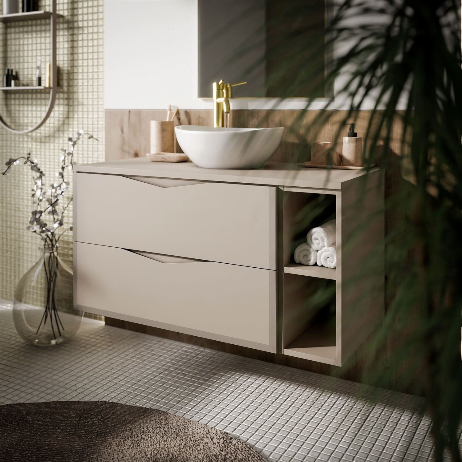 Lookway Badmöbel-Set MIRA II 80 cm mit Soft-Close & Waschbecken, (Badezimmerschrank mit wählbarem, Becken und Armatur), mit Soft-Close-System, 80x50x46 cm – Bild 4 von 5