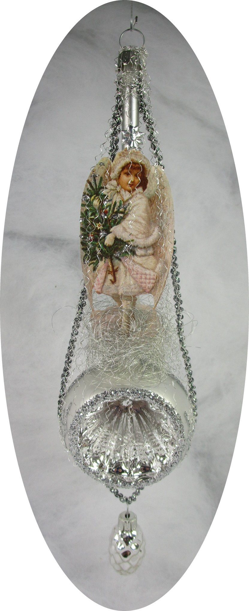 Nostalgie Christbaumschmuck Thüringen Christbaumschmuck Viktorianisches Ornament mit Engel und Zapfen (1-tlg), " Viktorianisches Ornament mit Engel und Zapfen "