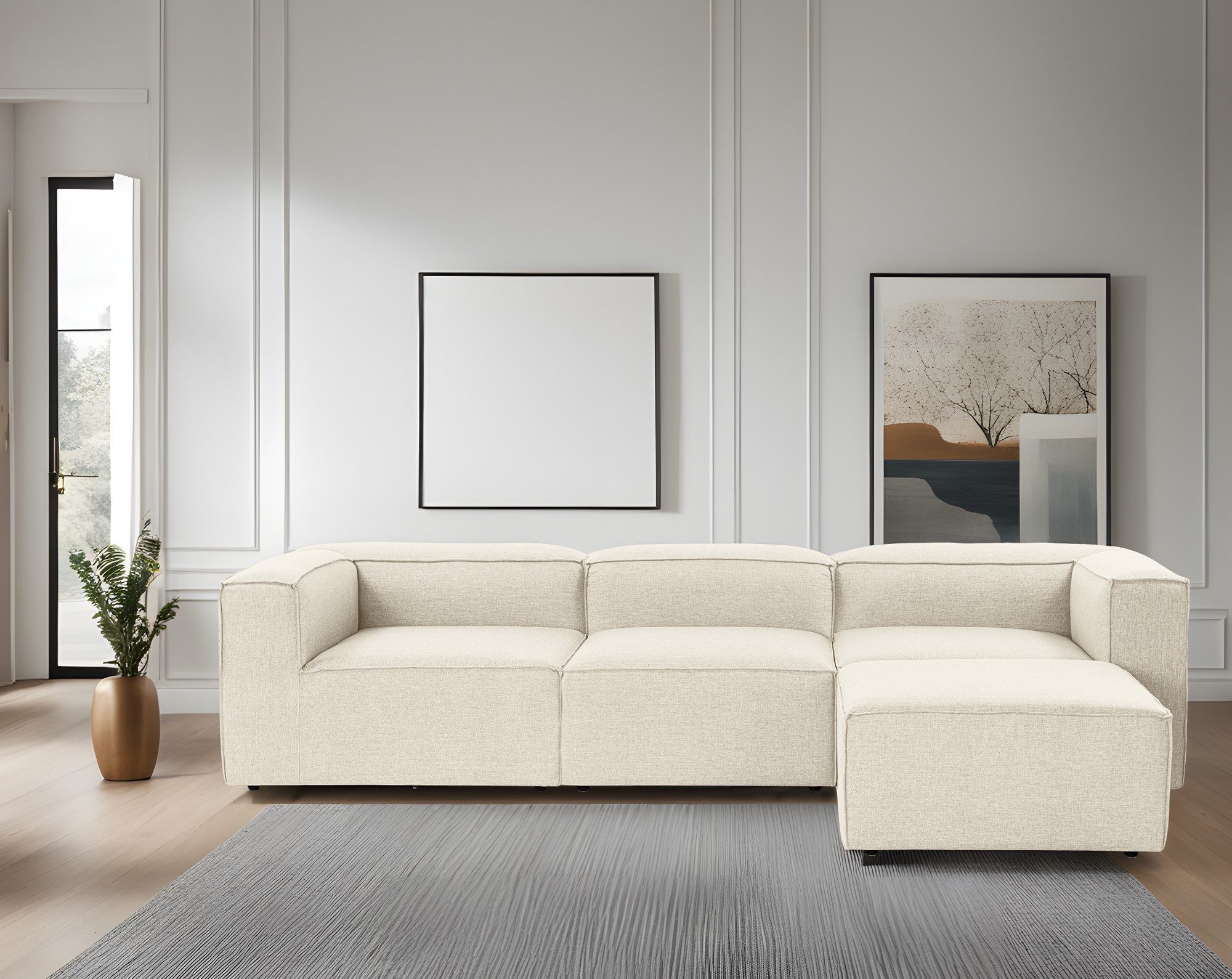 Myhomelando Ecksofa Fora, beidseitig montierbar, mit pflegeleichtem Leinenbezug