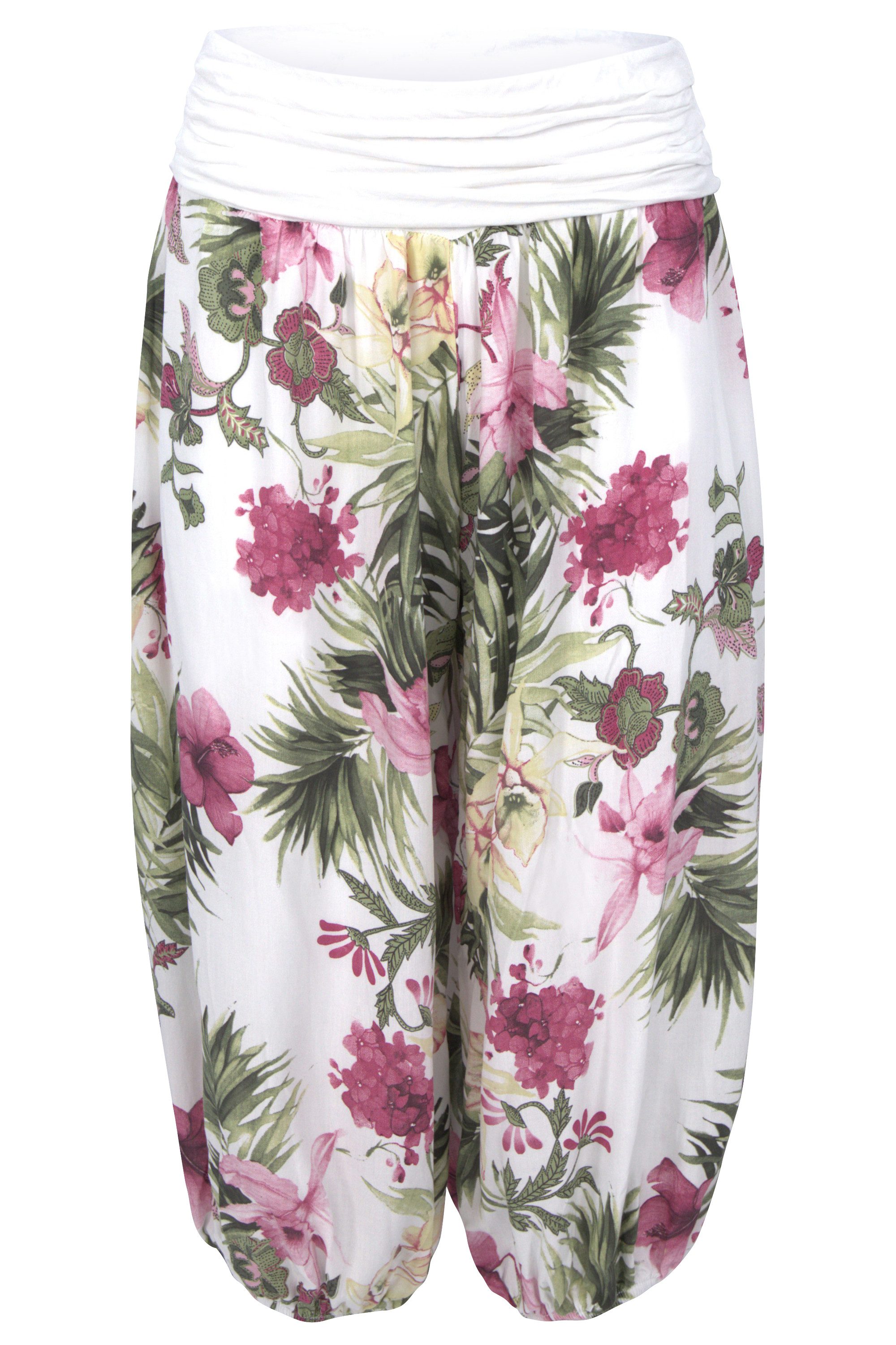 malito more than fashion Haremshose malito Damen Aladinhose mit floralem Muster, Haremshose zum Tanzen, Aladinhose mit floralem Muster Einheitsgröße