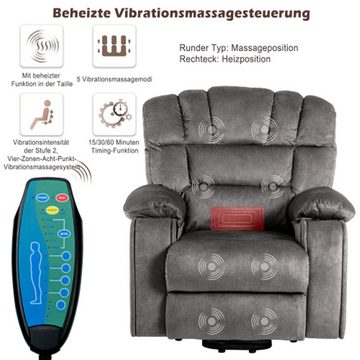 XDeer Sessel Elektrisch Relaxsesse,Elektrisch Massagesessel verstellbarer Sesse, Stoff-Liegesofa mit 2 Getränkehaltern,Seitentaschen und Fernbedienung