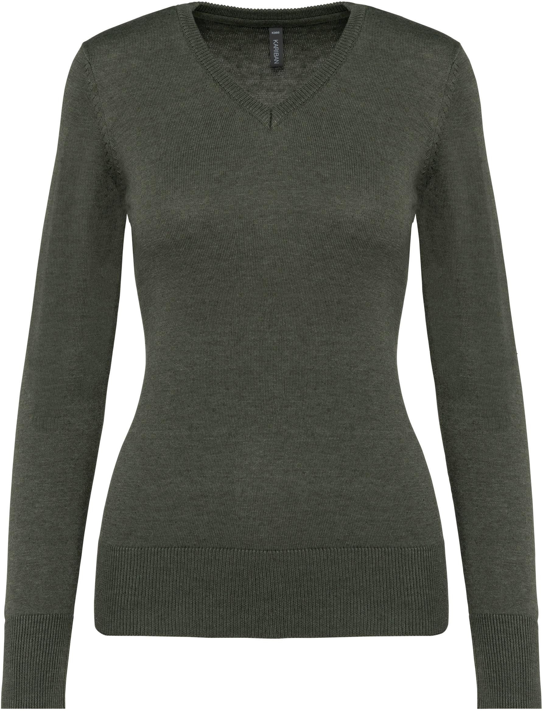 Kariban Sweatshirt Damenpullover mit V-Ausschnitt