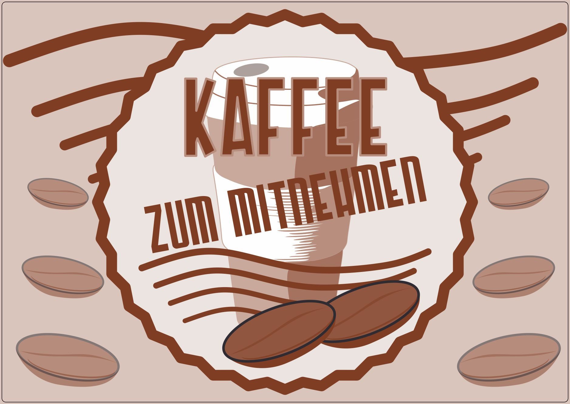 HB-Druck Aufkleber Werbeaufkleber Aufkleber Kaffee Mitnehmen, wetterfest, UV-beständig, kratzfest