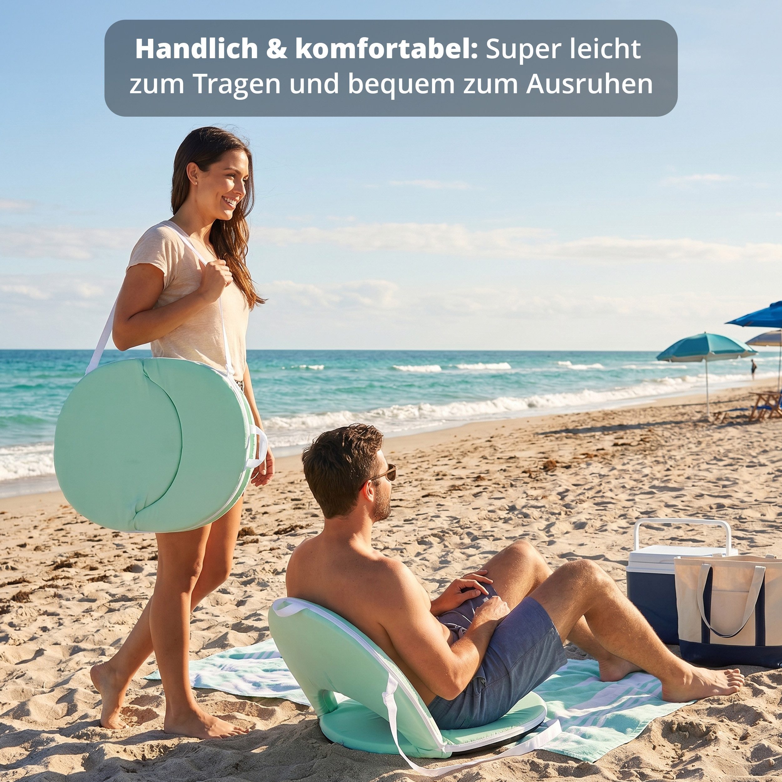 KHG Sitzkissen Sitzkissen 1 Stück Grün, Strandliege mit verstellbarer Rückenlehne