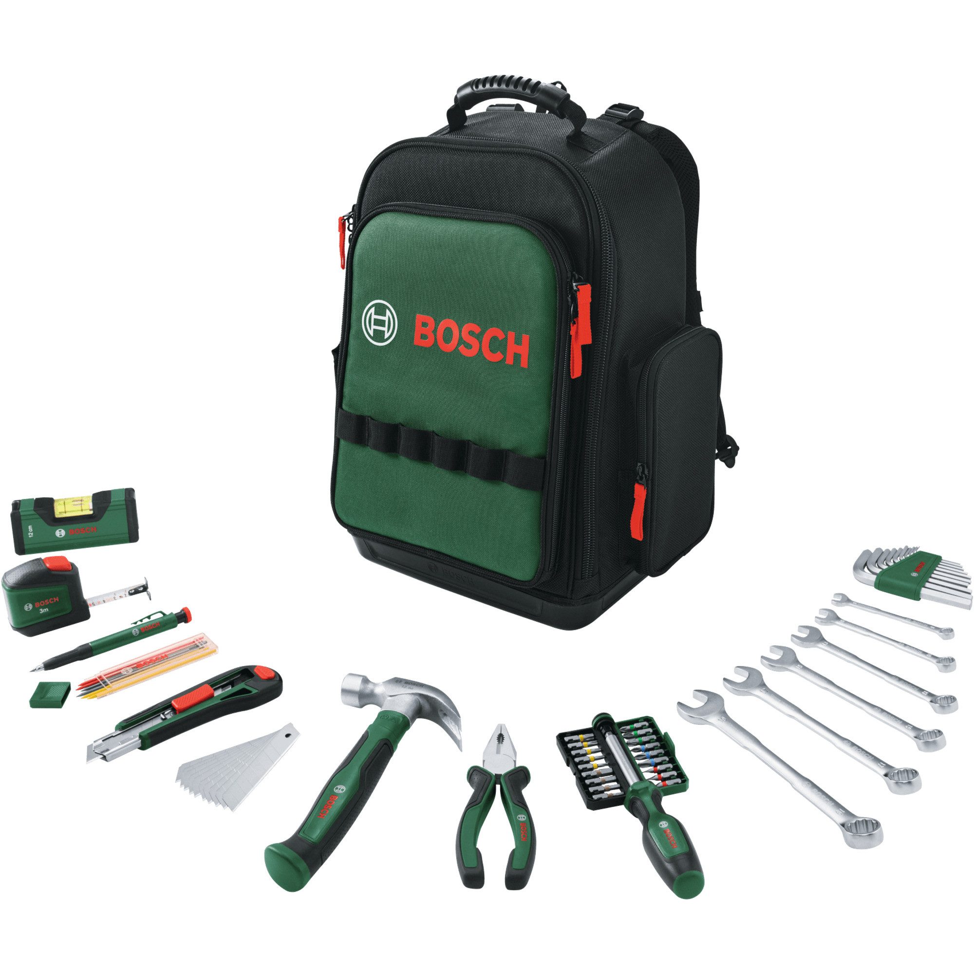 Bosch Professional Werkzeugset Bosch Heimwerken & Garten Werkzeug Rucksack Set, (60-tlg)