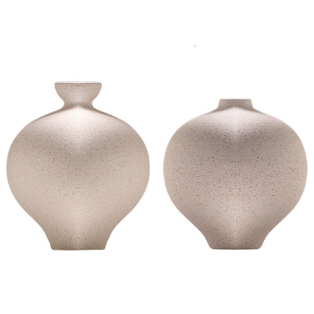Clay, 2 aus Blumenvasen Bauchvasen Dekor, 100% Tischvase Weiß Handarbeit Natur Teil), Tischvase (für 2er-Set Dekovase RAIKOU Ton