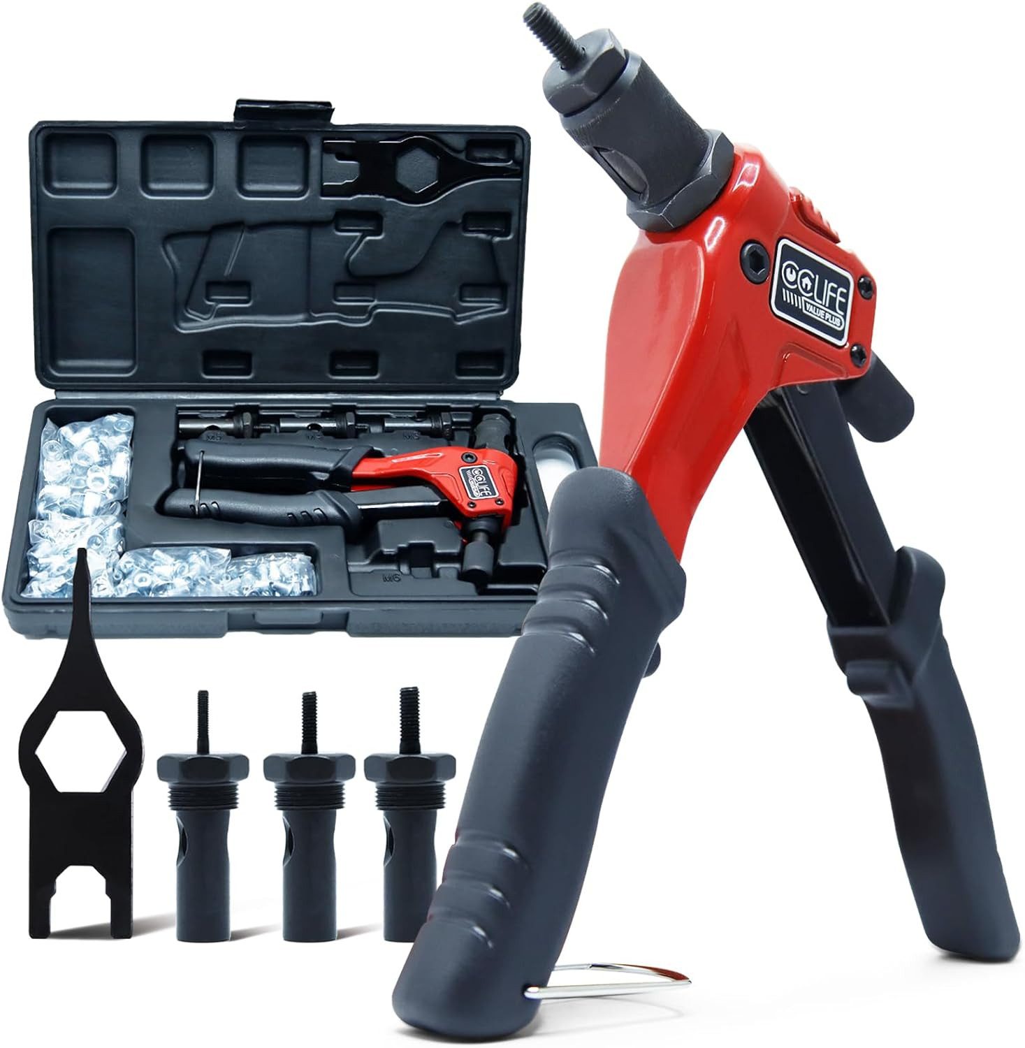 CCLIFE Montagezange Nietmutternzange, Nietzange Set inkl.150 M5-M12 Gewinde Nietmuttern, Set, M3–M10 240 Nietmuttern Nietmutternzangen-Set