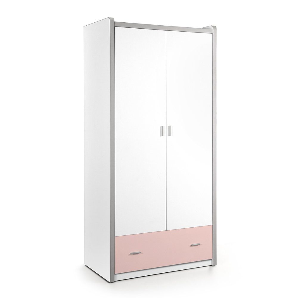 Lomadox Kleiderschrank BONNY-12, 2-trg., 100cm, Weiß Rosa