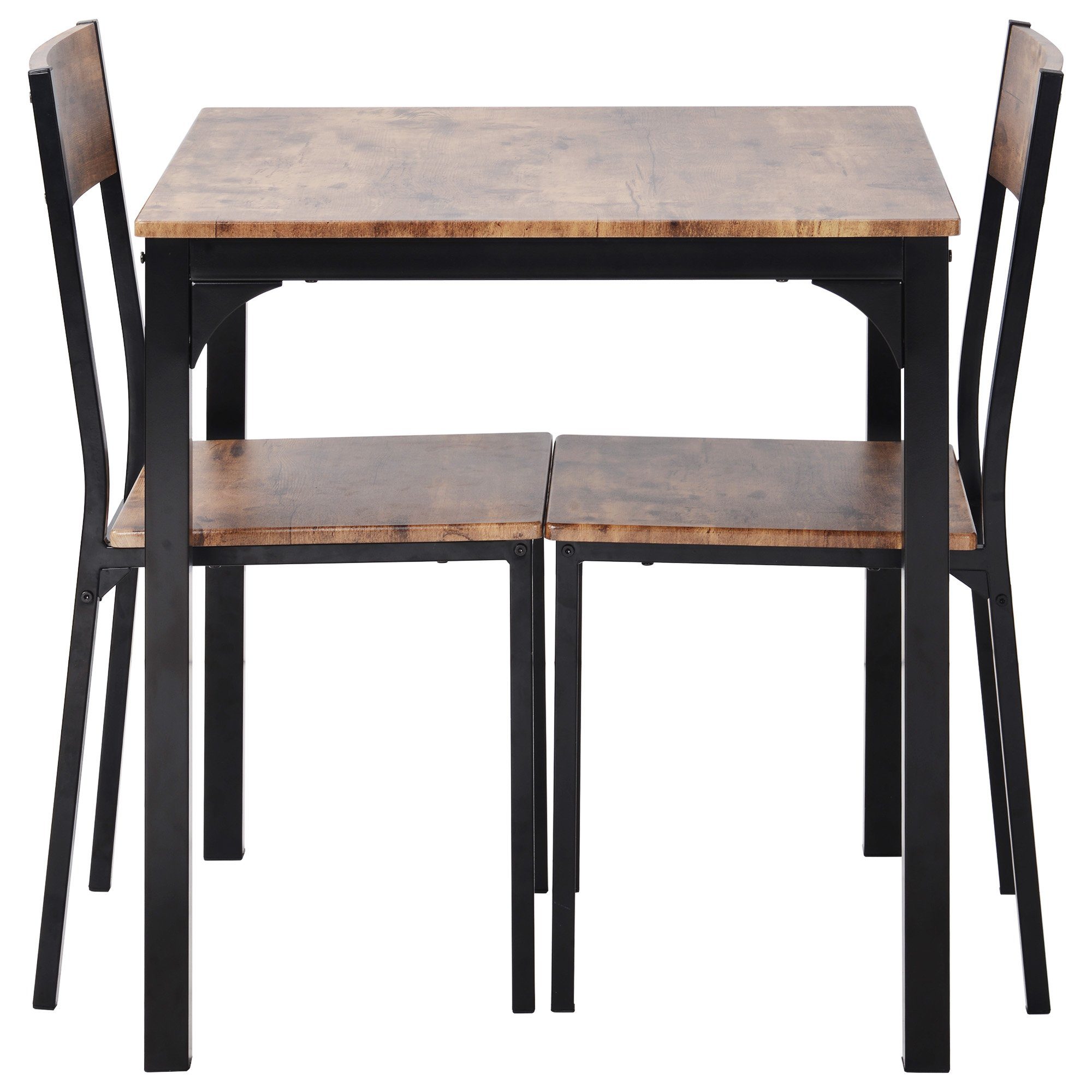 (3-teilig), Esstisch Küchentisch, SOFTWEARY Esszimmergruppe mit 2 Stühlen, Esstisch-Set 70x70x75cm,