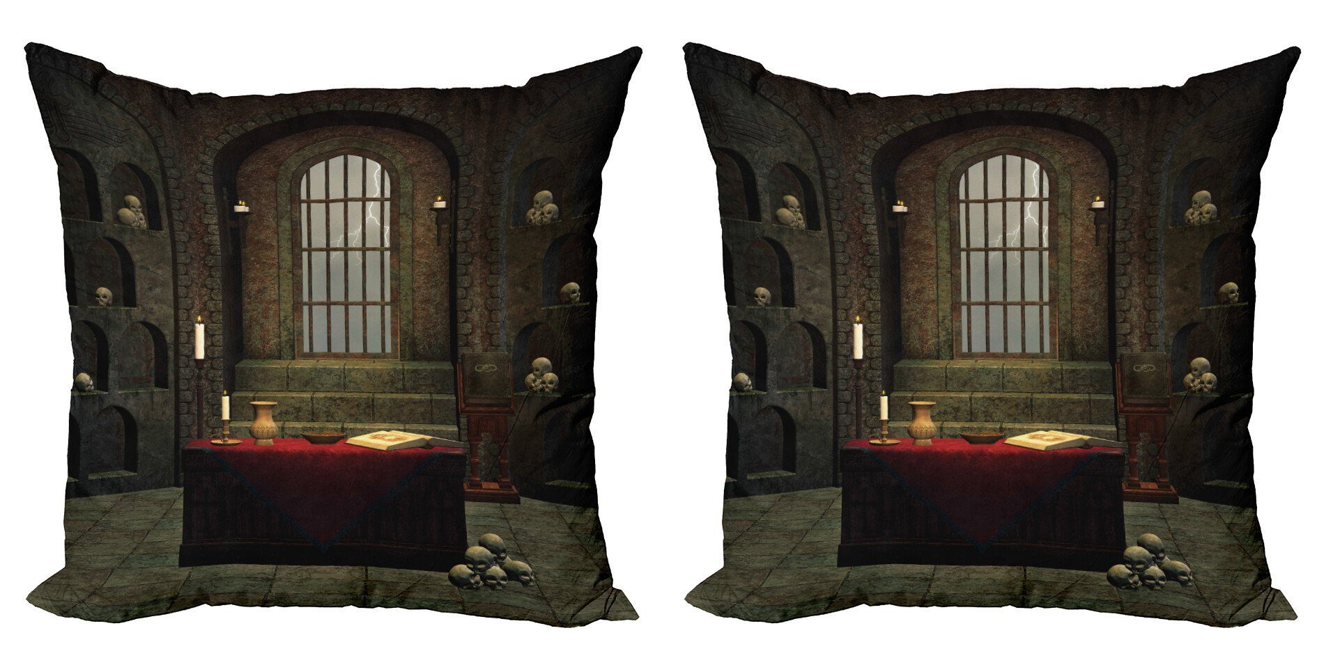 Kissenbezüge Modern Accent Doppelseitiger Digitaldruck, Abakuhaus (2 Stück), gotisch Mystischer Raum-Schädel | Kissenbezüge