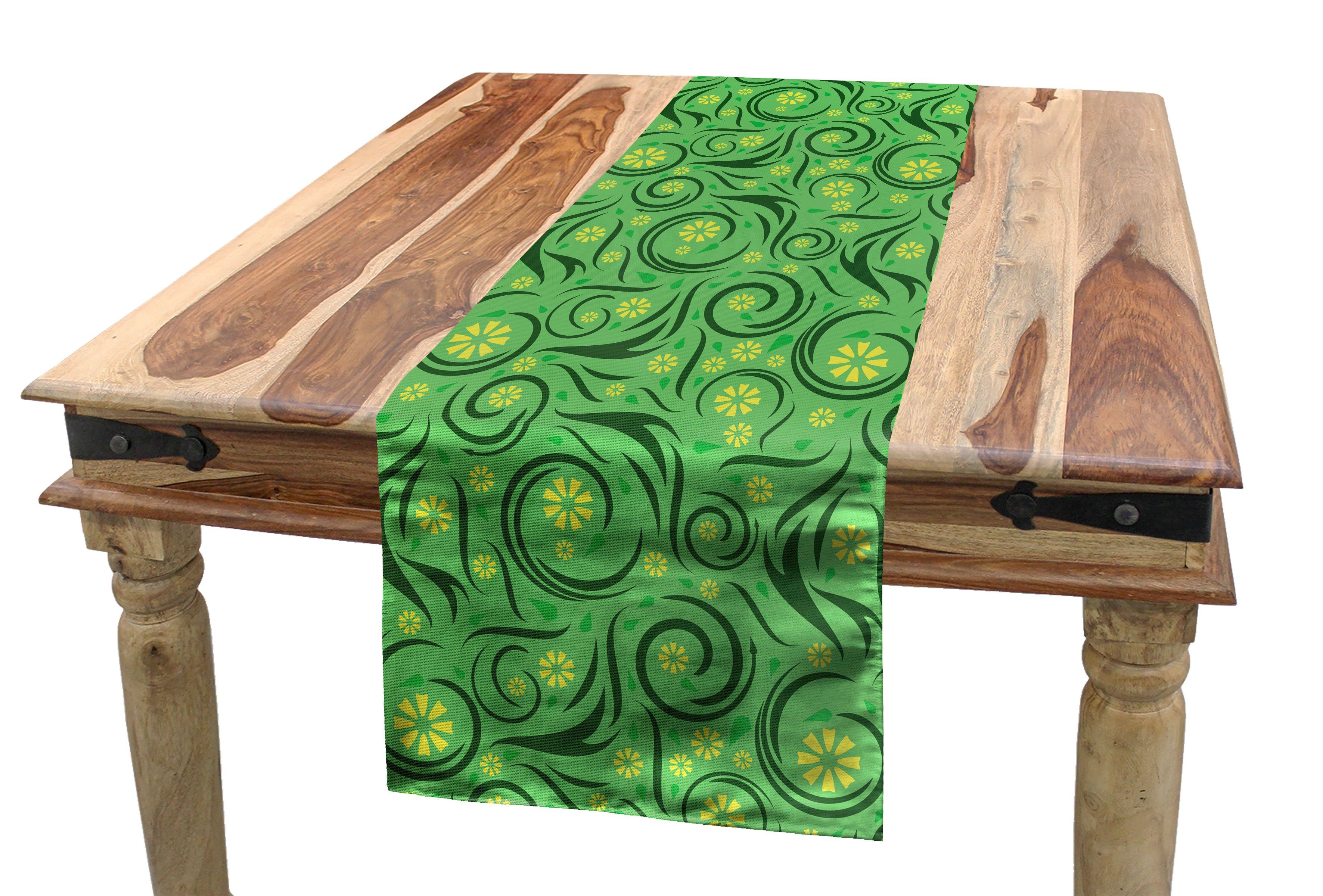 Abakuhaus Tischläufer Esszimmer Küche Rechteckiger Tischläufer, wirbelnde Floral Linien Rebe Dekorativer