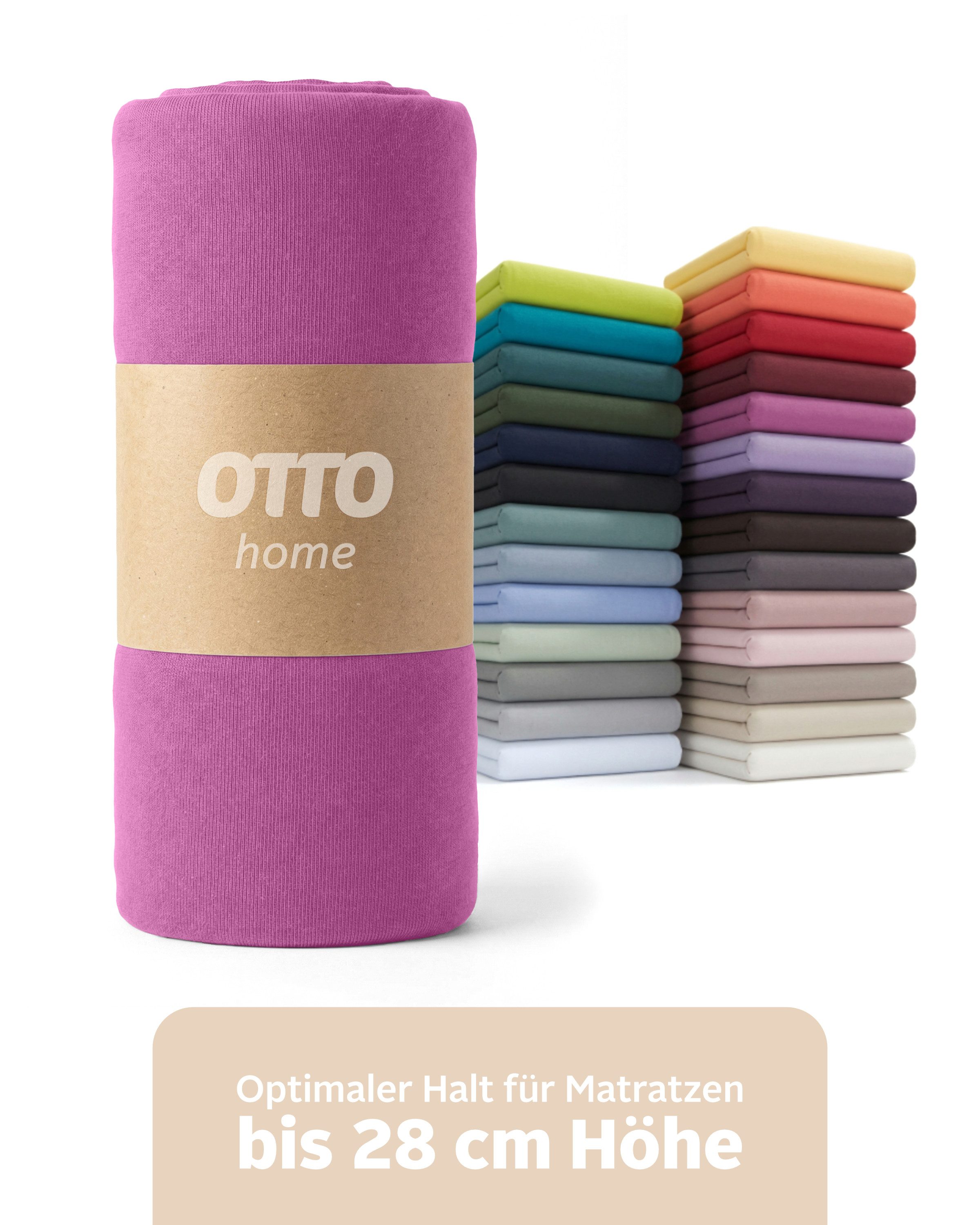 OTTO home Spannbettlaken BLACKBERRY in PREMIUM und BASIC Qualität, 100% Baumwolle, Jersey (110 g/m), Gummizug: rundum, (1 Stück), für hohe Matratzen bis 28 cm, Bettlaken, Spannbetttuch, Boxspring