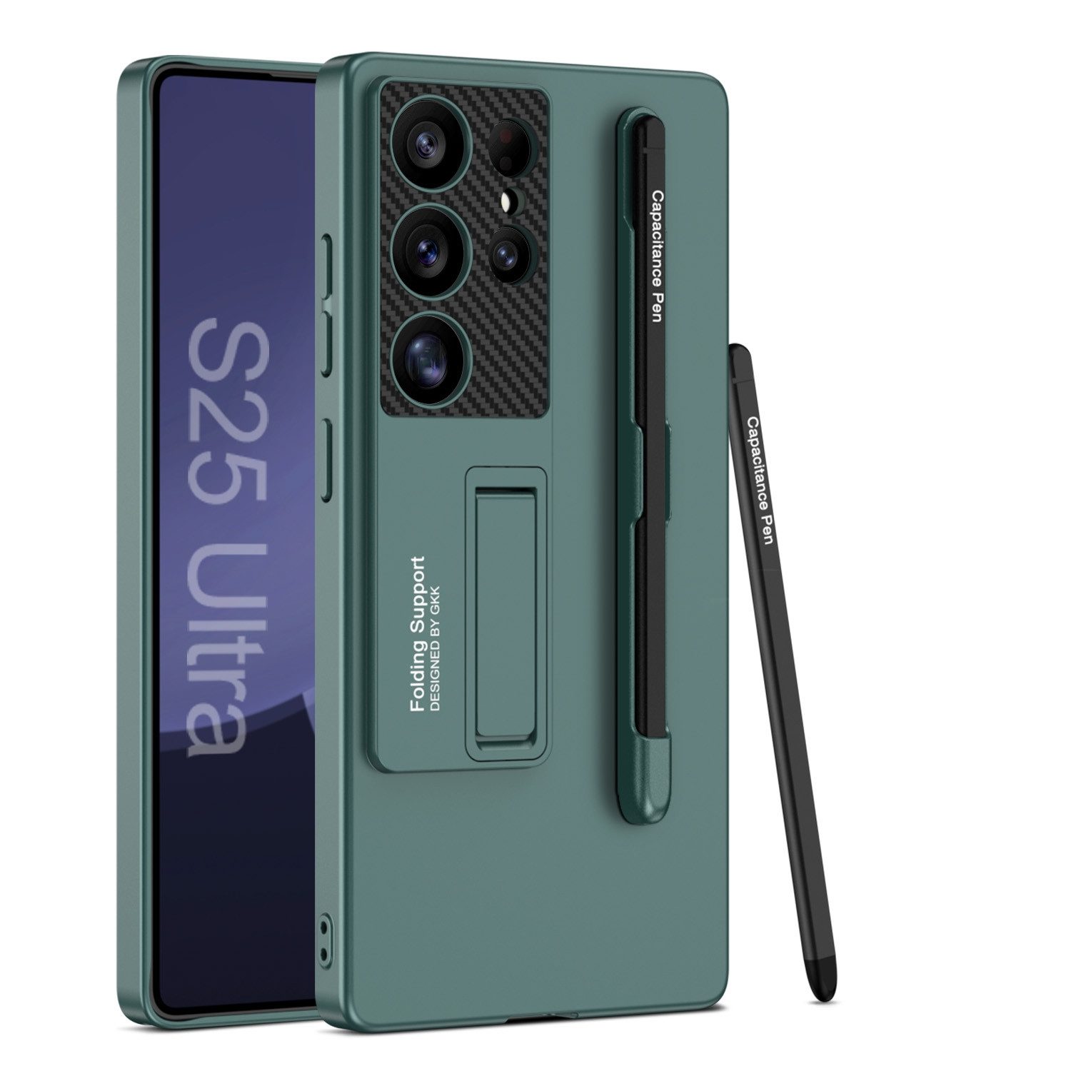 Handyhülle Für Samsung Galaxy S25 Ultra GKK Hülle Stifthalterung + Stift Grün