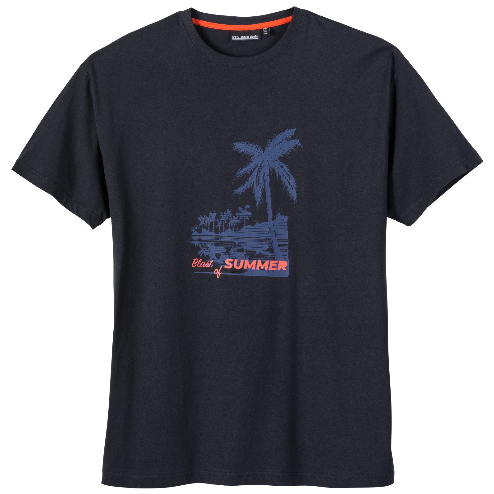 Rundhalsshirt North Latitude XXL T-Shirt navy Palmenprint