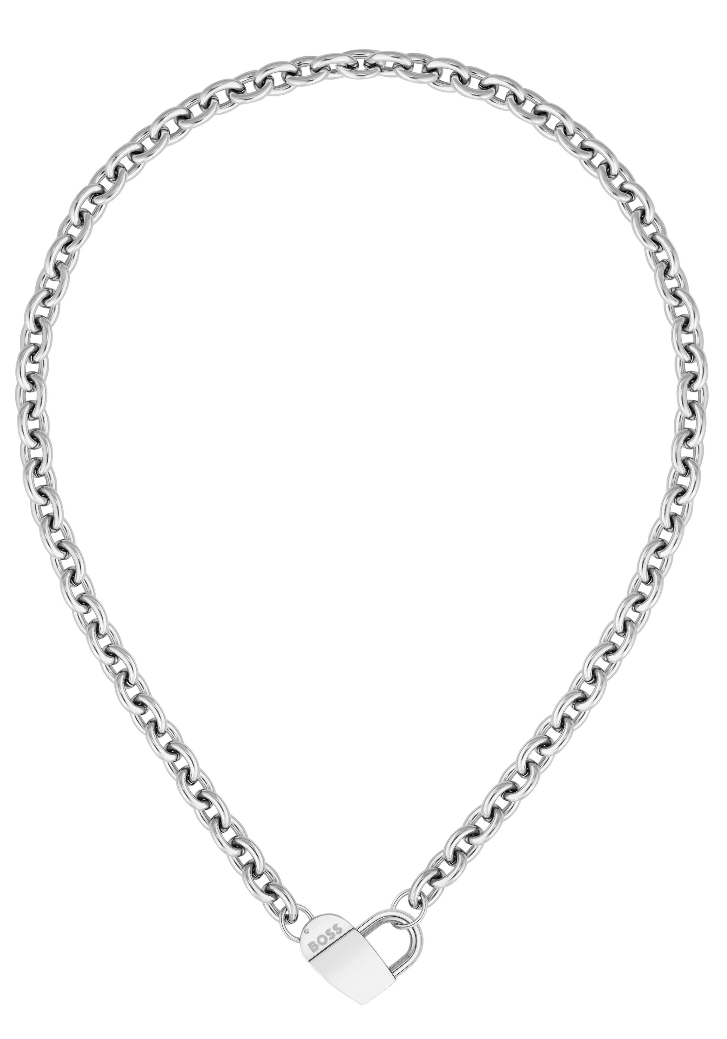 BOSS Kette ohne Anhänger Schmuck Edelstahl Halsschmuck Ankerkette DINYA, mit Zirkonia (synth)