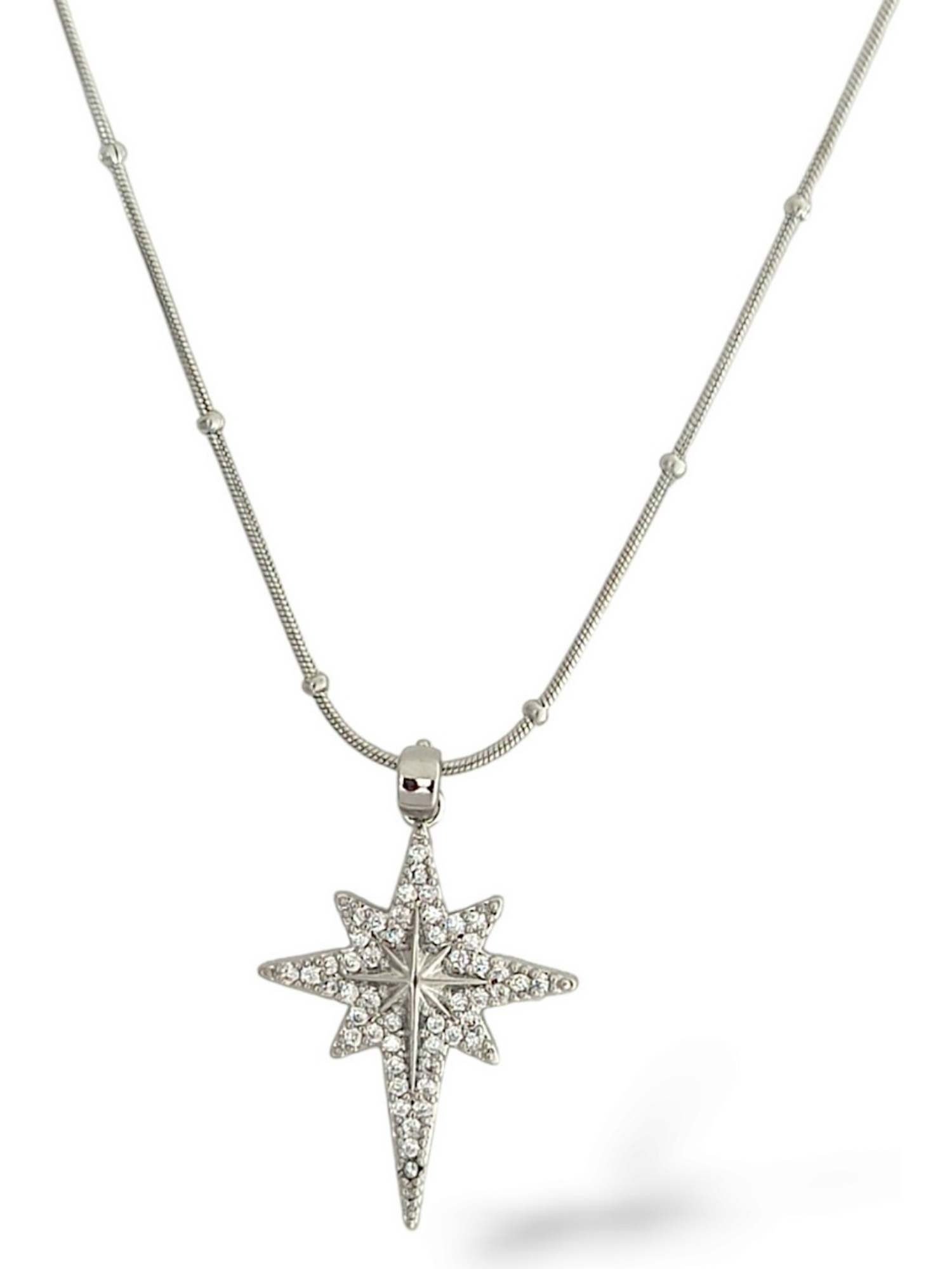 Valentinstagsgeschenk Nisan Kette und Anhänger Set, Edelstahlkette mit Nordstern-Anhänger – Funkelndes Design