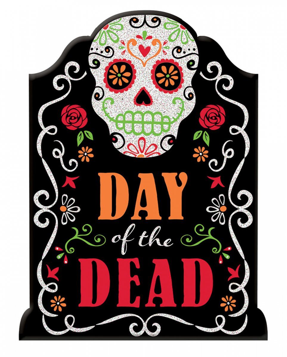 Horror-Shop Dekofigur Day of the Dead Halloween Deko Schild mit Glitzer