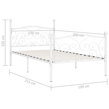 vidaXL Bett Bettgestell mit Lattenrost Weiß Metall 100 × 200 cm