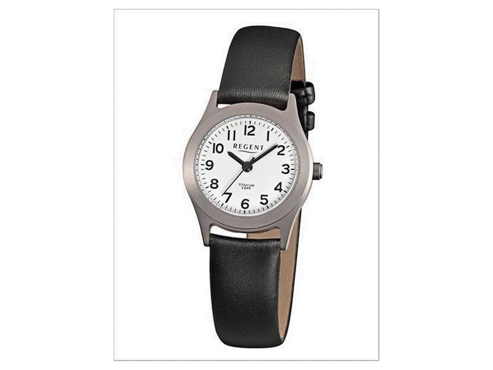 Regent Uhrenring Regent Damenuhr Titan Lederarmband F871