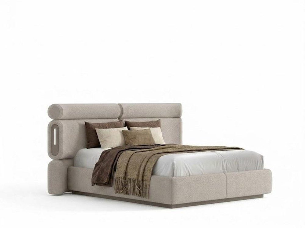 Xlmoebel Polsterbett Modernes Polsterbett Beige Doppelbett Schlafzimmer Design (1-tlg., 1-tlg)