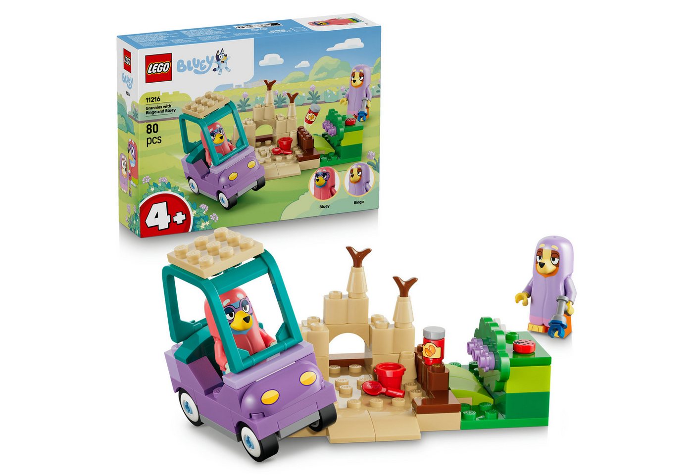 LEGO® Omas mit Bingo und Bluey (11216), LEGO Bluey Konstruktionsspielsteine, (80 St), Made in Europe