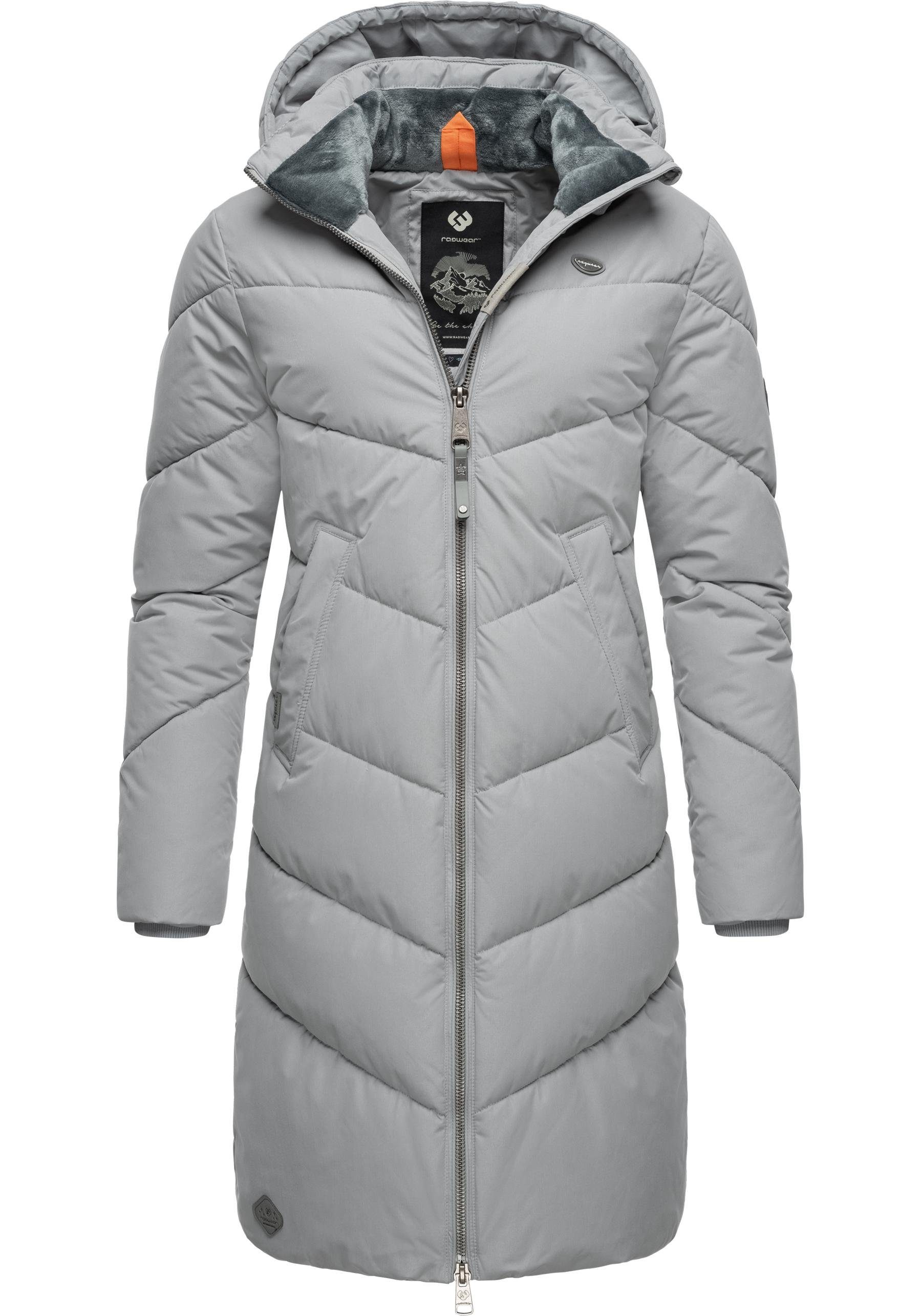 Ragwear Wintermantel Rebelka stylischer Winterparka stahlgrau abnehmbarer Kapuze mit