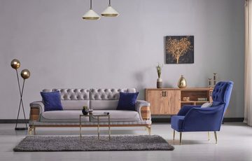 Casa Padrino Schlafsofa Luxus Schlafsofa Grau / Braun / Gold 232 x 92 x H. 85 cm - Wohnzimmer Sofa mit 2 Kissen - Luxus Wohnzimmer Möbel