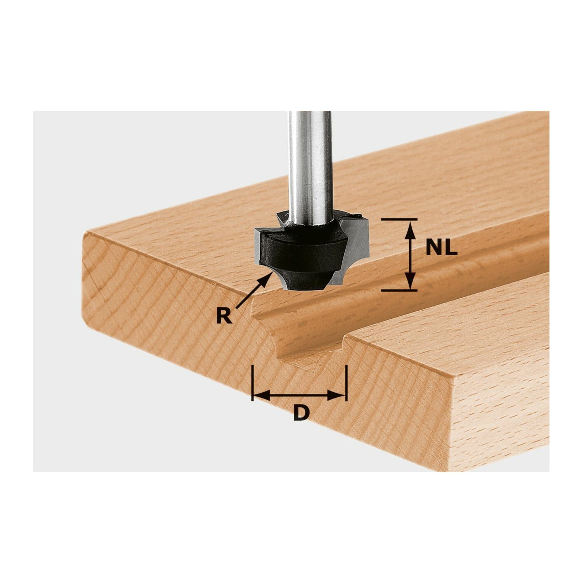 FESTOOL Abrundfräser Festool Viertelstabfräser HW Schaft 8 mm HW S8 D23/R6