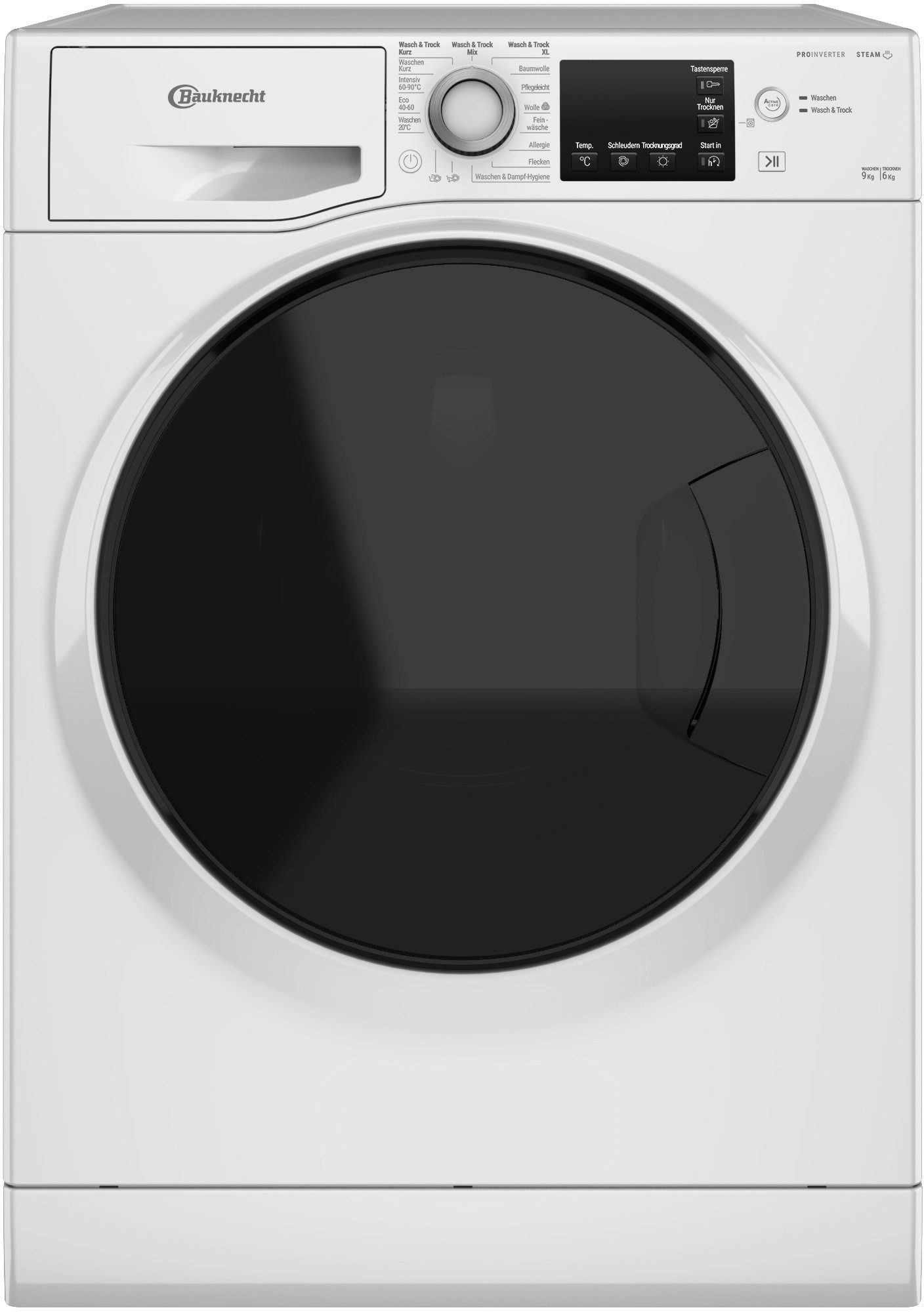 BAUKNECHT Waschtrockner WT Super Eco 96S 41 N, 9 kg, 6 kg, 1400 U/min, Flecken 20°C – entfernt mehr als 100 Flecken, ganz ohne Vorbehandlung – Bild 3 von 5