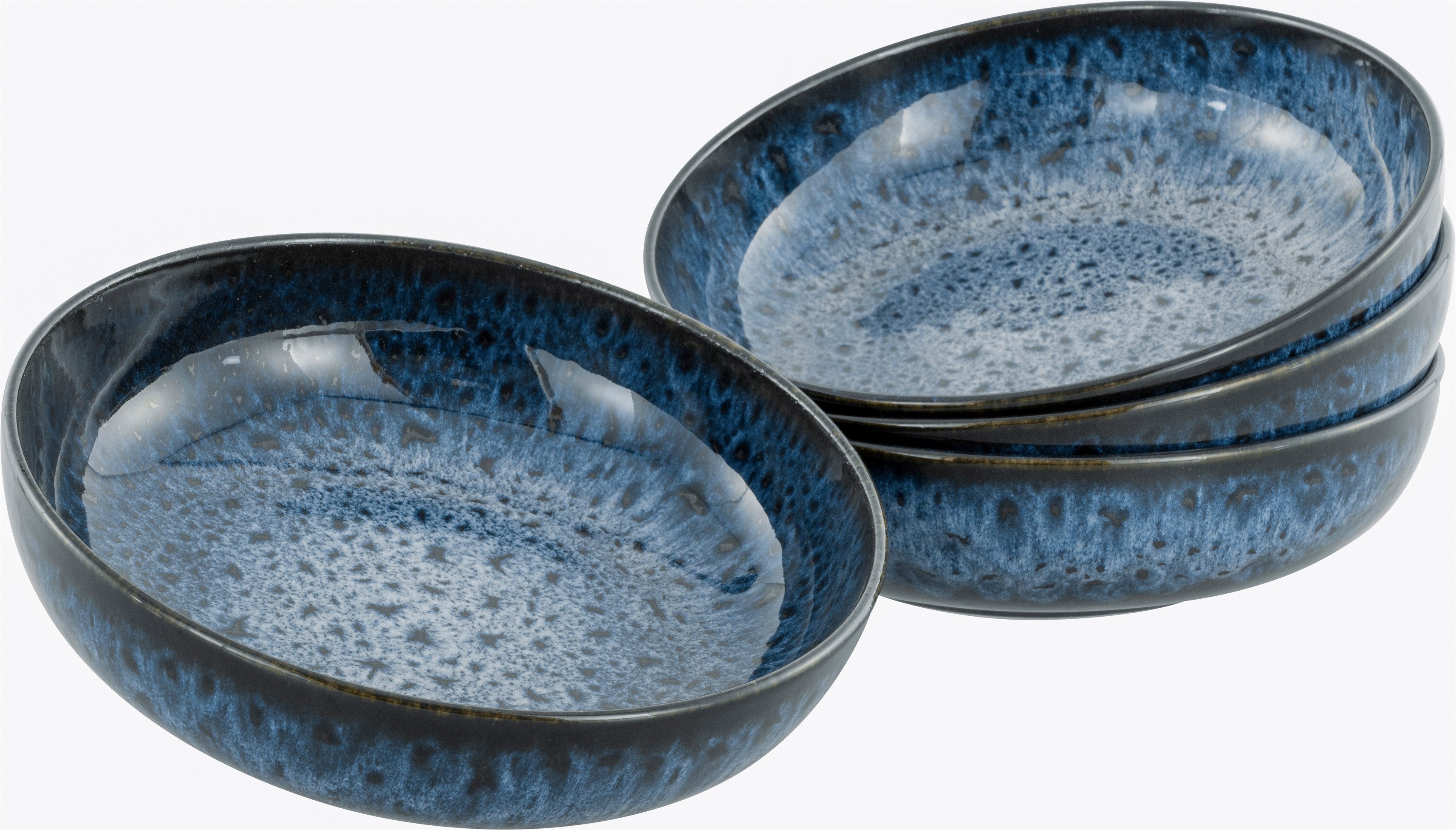 CreaTable Schüssel Allround Magic Blue, Poke Bowl, 4-tlg., Steinzeug, (Set, 4-tlg), Moderne Coupeform, Reaktivglasur