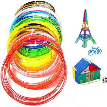 TPFNet 3D-Drucker-Stift PLA-Filament SetZubehör für 3D Drucker Stift - 3D-Malerei, Kinderspielzeug - Farb Set PLA Filament 15m (3M x 5 zufällige Farben)