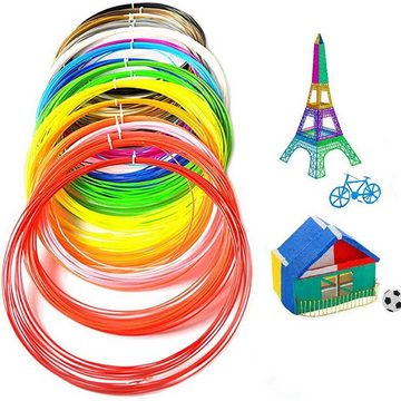 TPFNet 3D-Drucker-Stift PLA-Filament Set für 3D Drucker Stift - 3D-Malerei, Kinderspielzeug - Farb Set PLA Filament 15m (3M x 5 zufällige Farben)