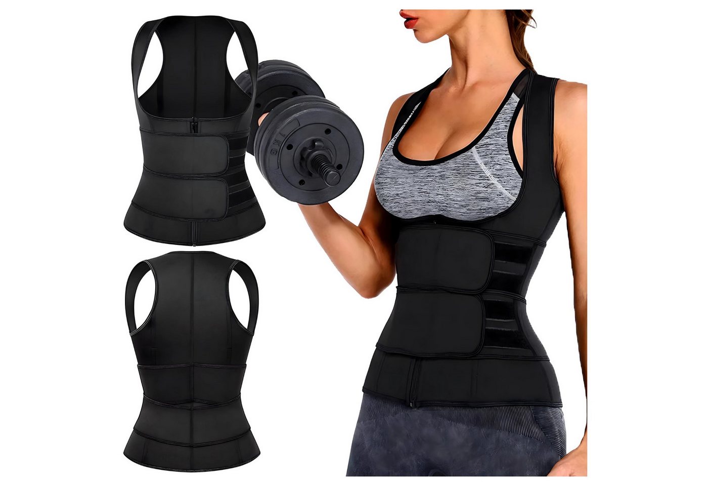 Realb2b Neopren Shirt Neopren-Fitnessweste für Männer mit Kompressionseffekt (Einzelnes Kleidungsstück für gezielte Fettverbrennung, Enthält eine Neopren-Fitnessweste für effektives Training) Ergonomisches Design für gezielte Fettverbrennung