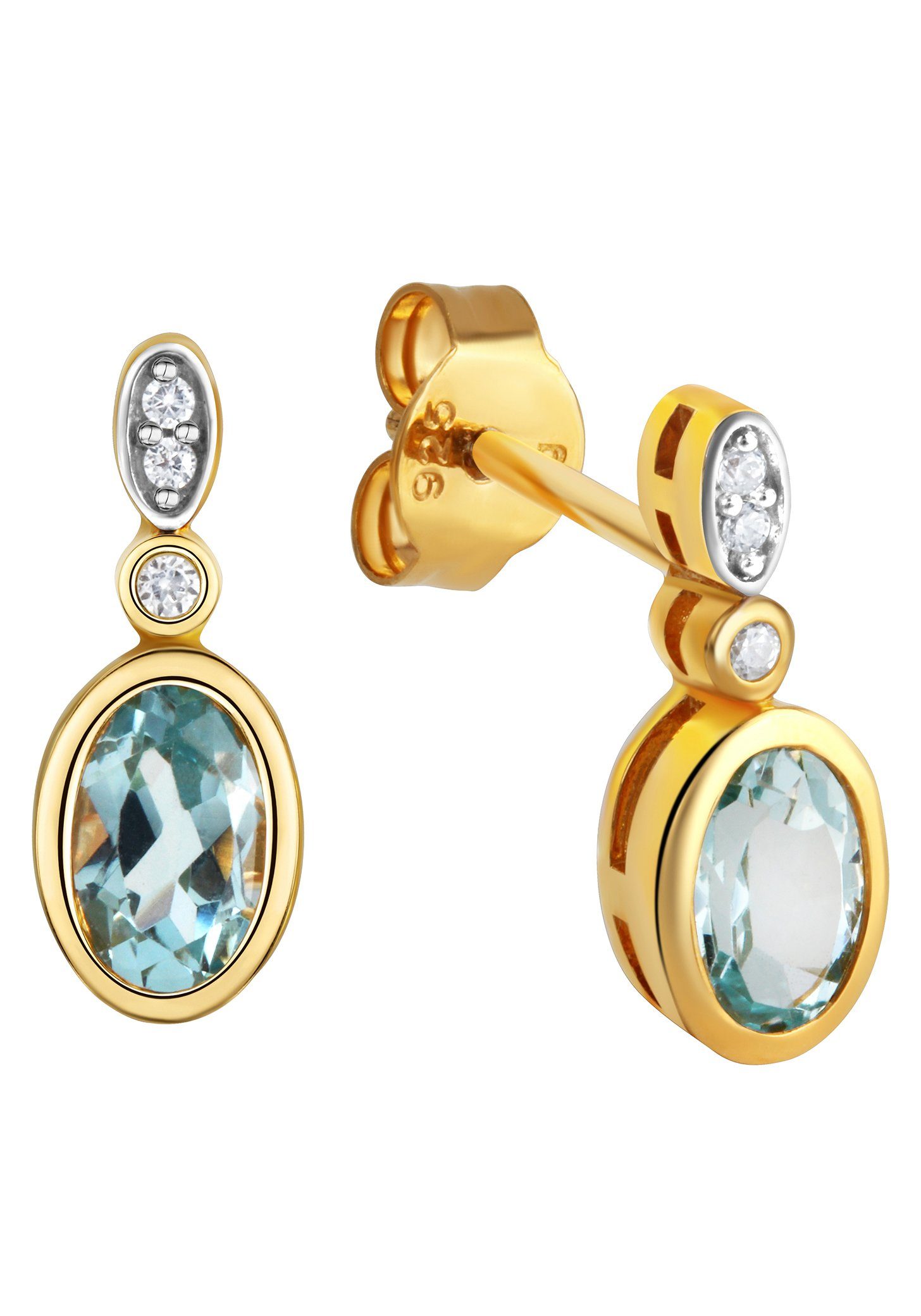 Firetti Paar Ohrstecker Schmuck Geschenk Silber 925 Ohrschmuck Ohrschmuck Edelstein Topas, mit Blautopas (behandelt), Zirkonia (synth)