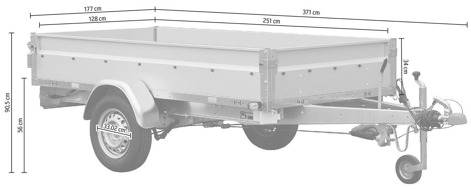 STEMA PKW-Anhänger BASIC STL 1300 O2 13-25-13.1, max. 1050 kg, Tieflader, gebremst