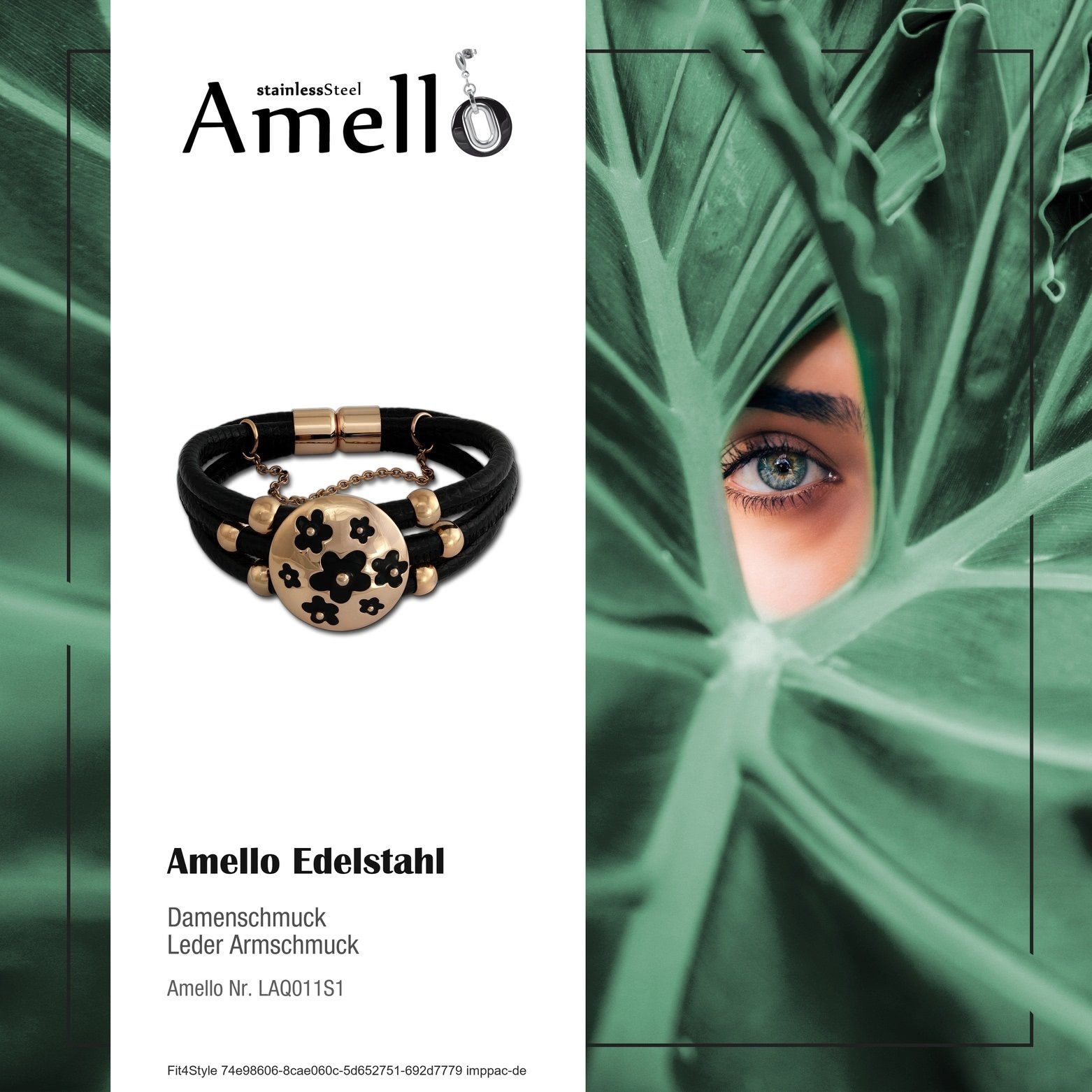 Amello Edelstahlarmband Amello Blumen (Stainless Armband Leder (Roségol vergoldet Damen Armband Damen Edelstahl (Armband), (Blumen) Steel)