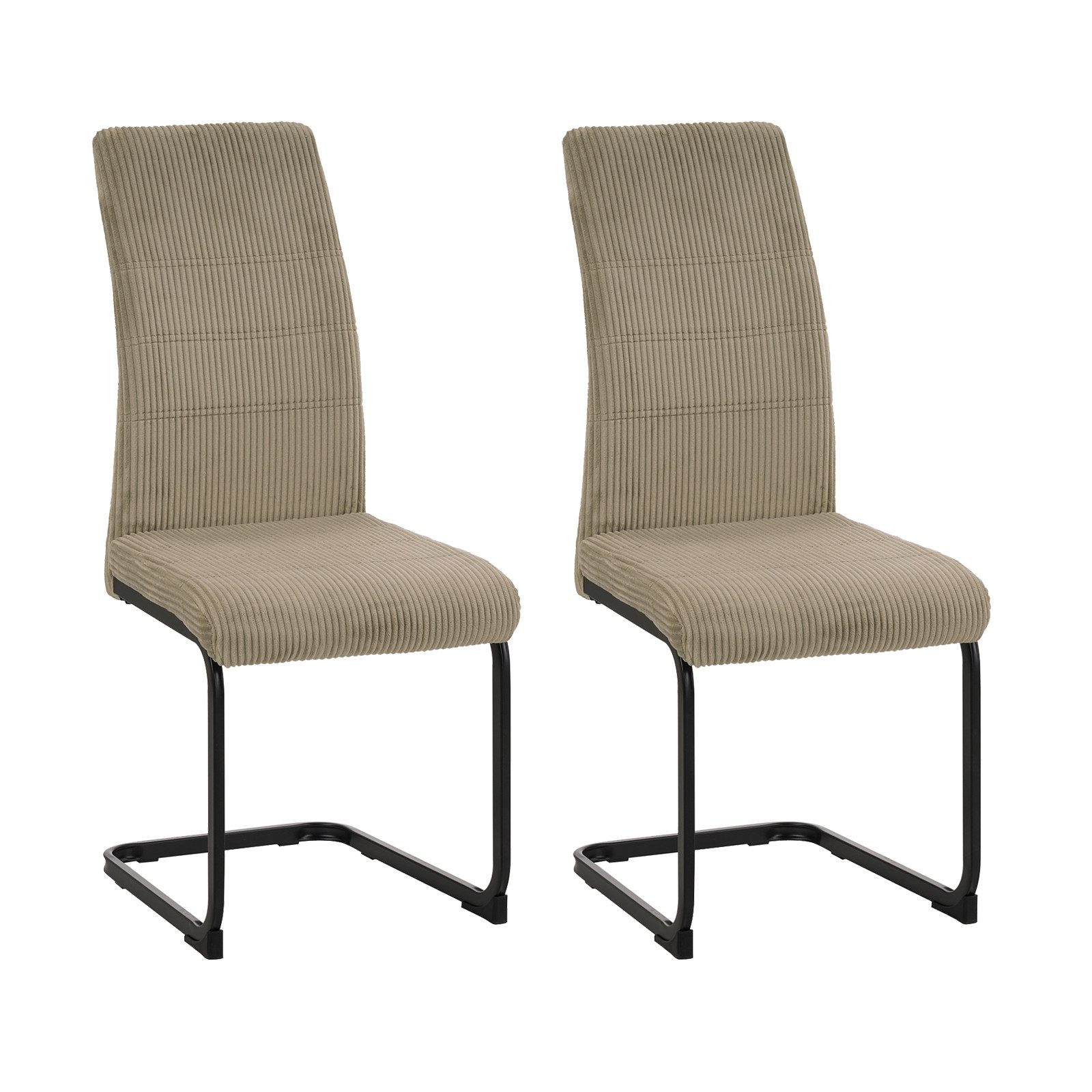 HTI-Living Esszimmerstuhl Schwingstuhl SallyP Cordstoff Beige (Set, 2 St), Esszimmerstuhl mit schwarzem Metall-Kufengestell