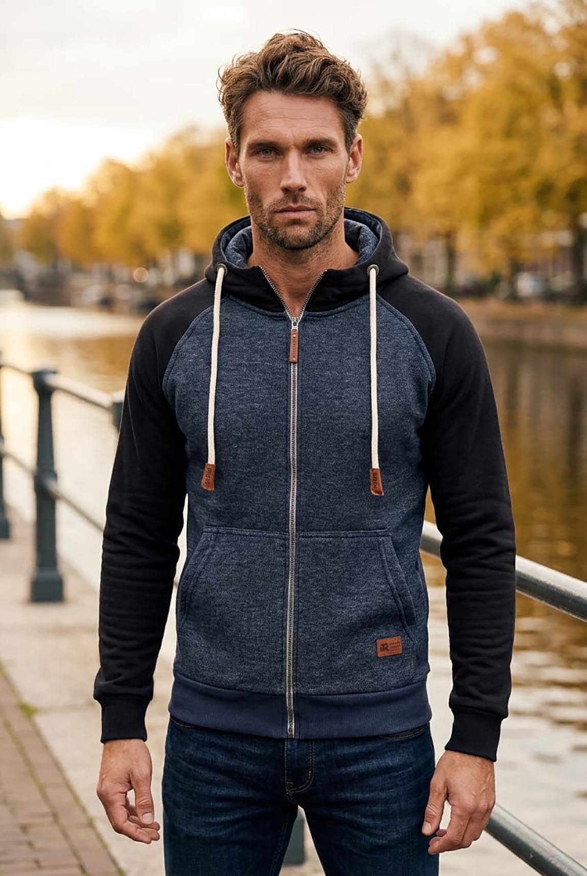 Reslad Sweatjacke Reslad Sweatjacke Herren Raglan mit Kapuze RS-1300 (1-tlg) Winter-Pullover Kapuzenpullover Sweater Hoodie Pulli Sweatshirt