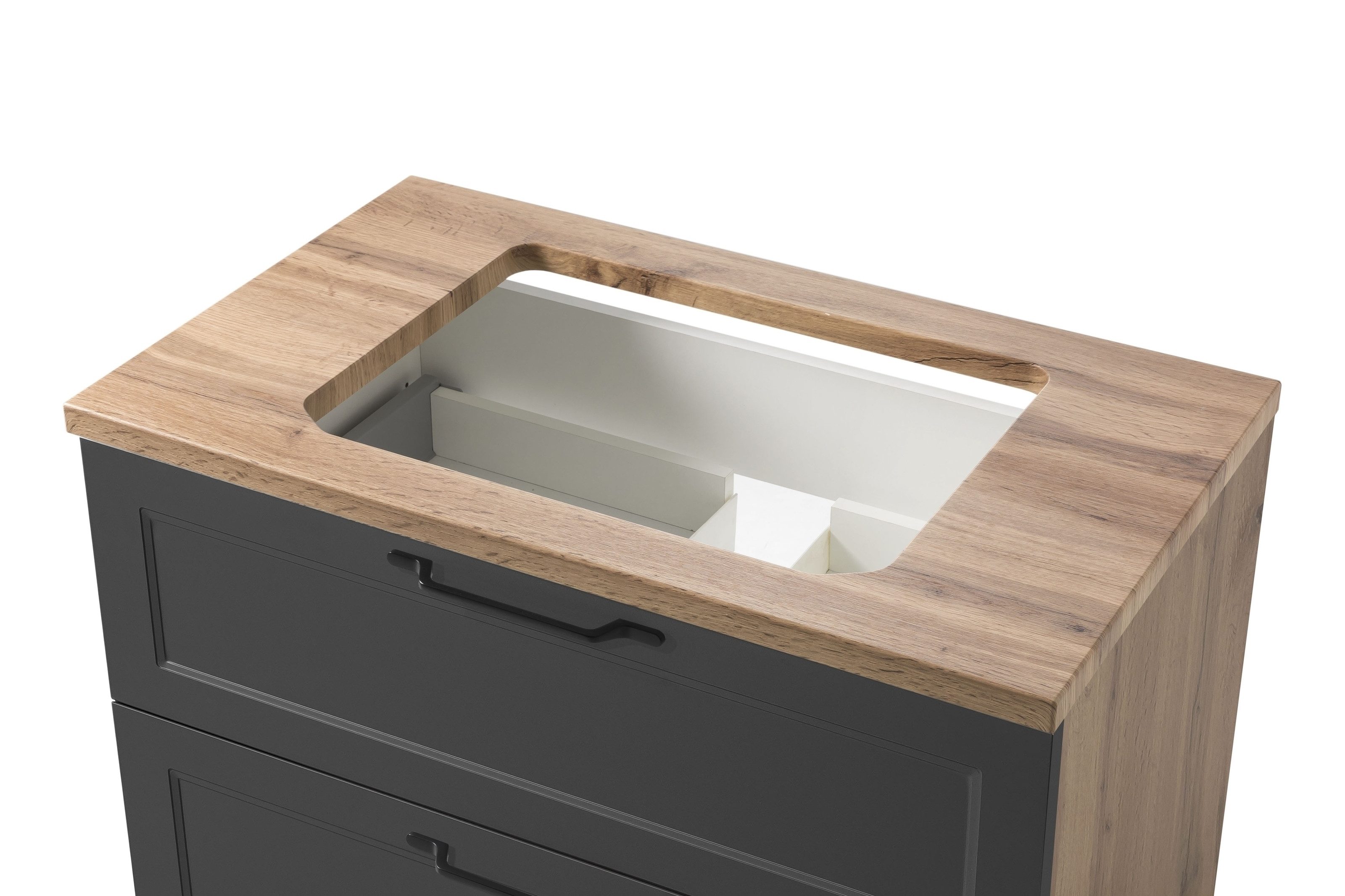 HELD MÖBEL Waschtisch in grau, Wotaneiche, MDF - 80x63x47cm (BxHxT)