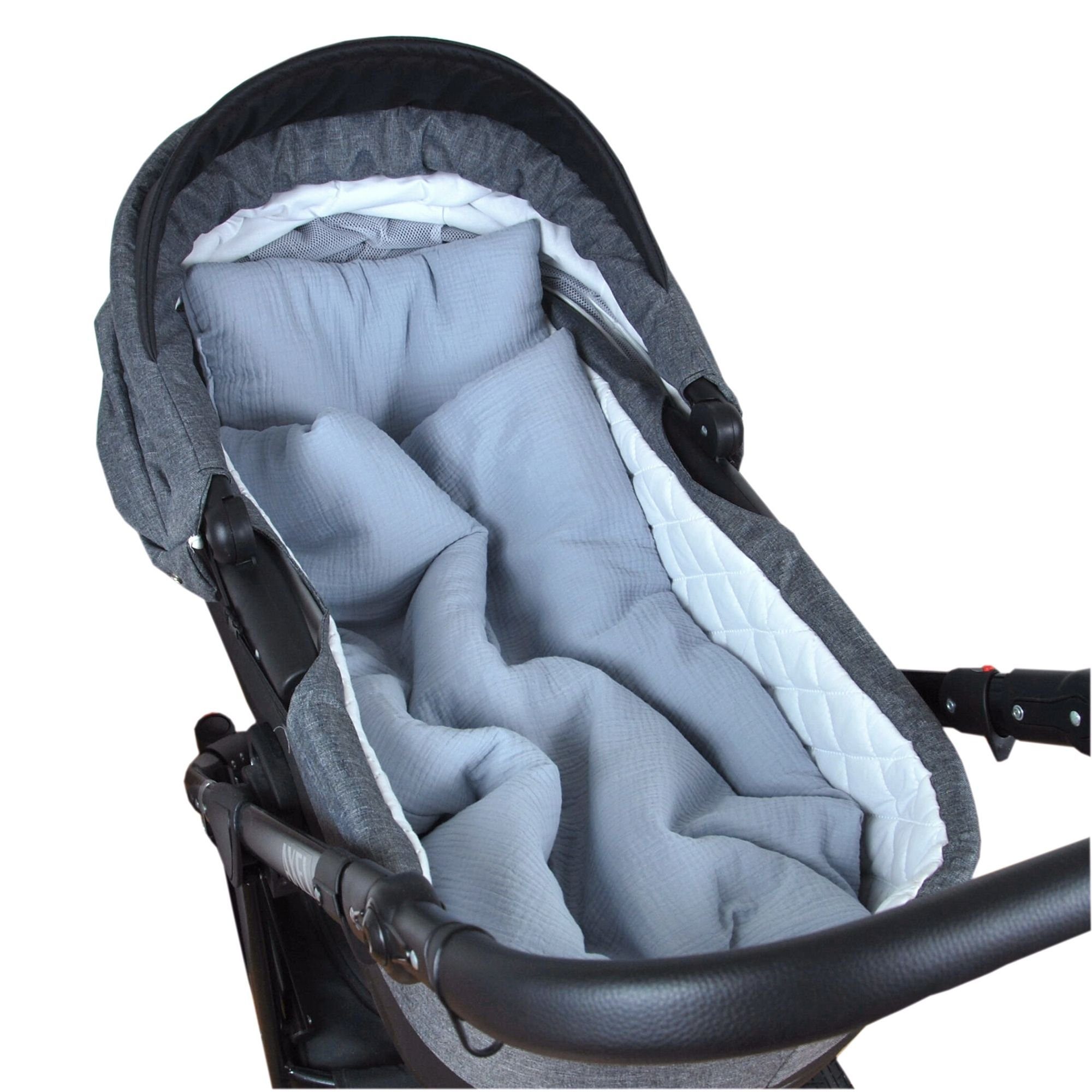 Babydecke BabyLux Babydecke Musselin Kinderwagendecke Kuscheldecke 75x60cm MPM, BabyLux, Grau