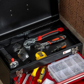 Durhand Werkzeugbox Werkzeugkoffer, Werkzeugkiste mit Griff, 2 Schubladen (Werkzeugkasten, 1 St., Werkzeugkiste), Mit 2 Stahlverschlüssen