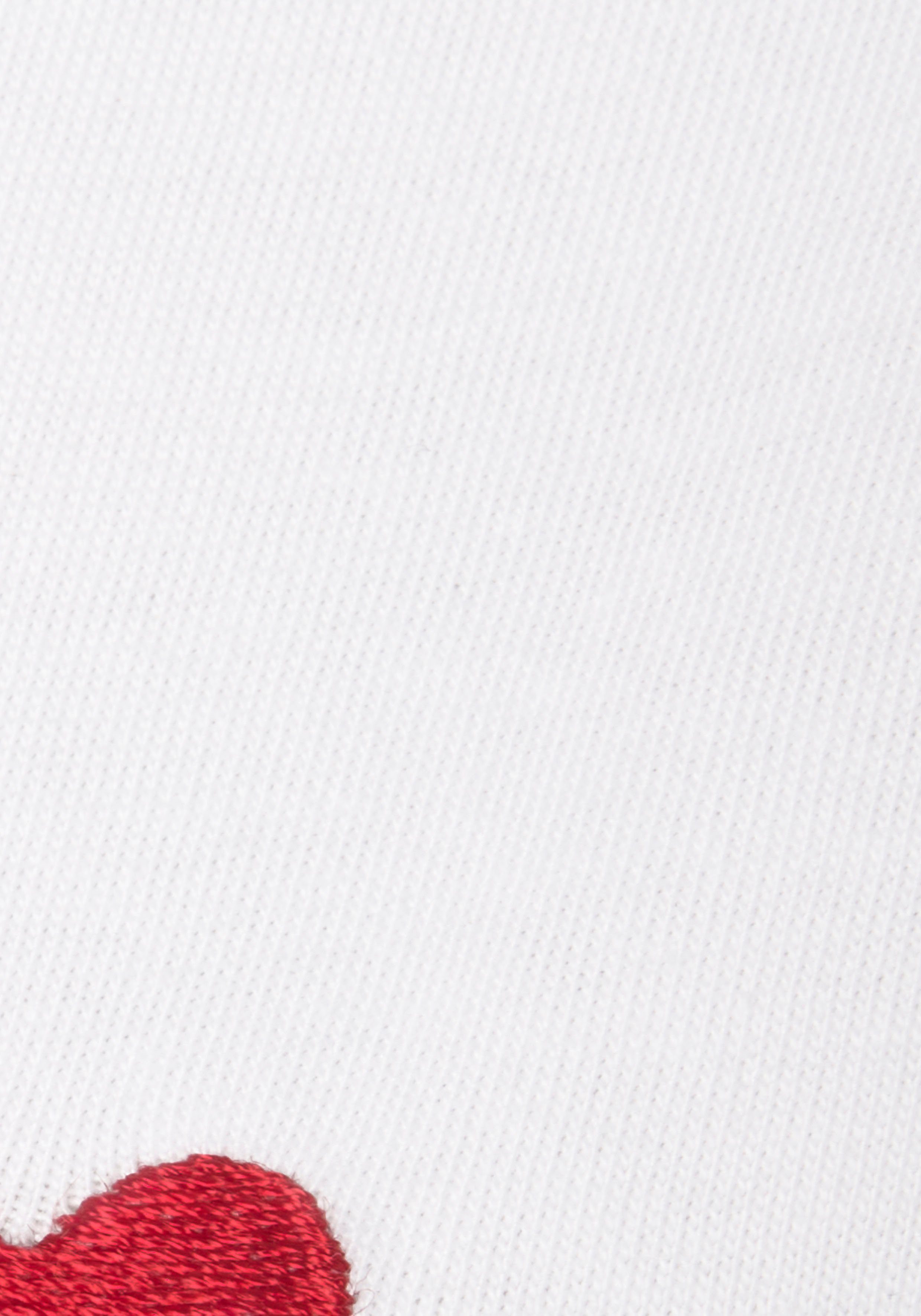 LASCANA T-Shirt mit süßer Herz-Stickerei, Kurzarmshirt aus Baumwolle, Herz-Shirt