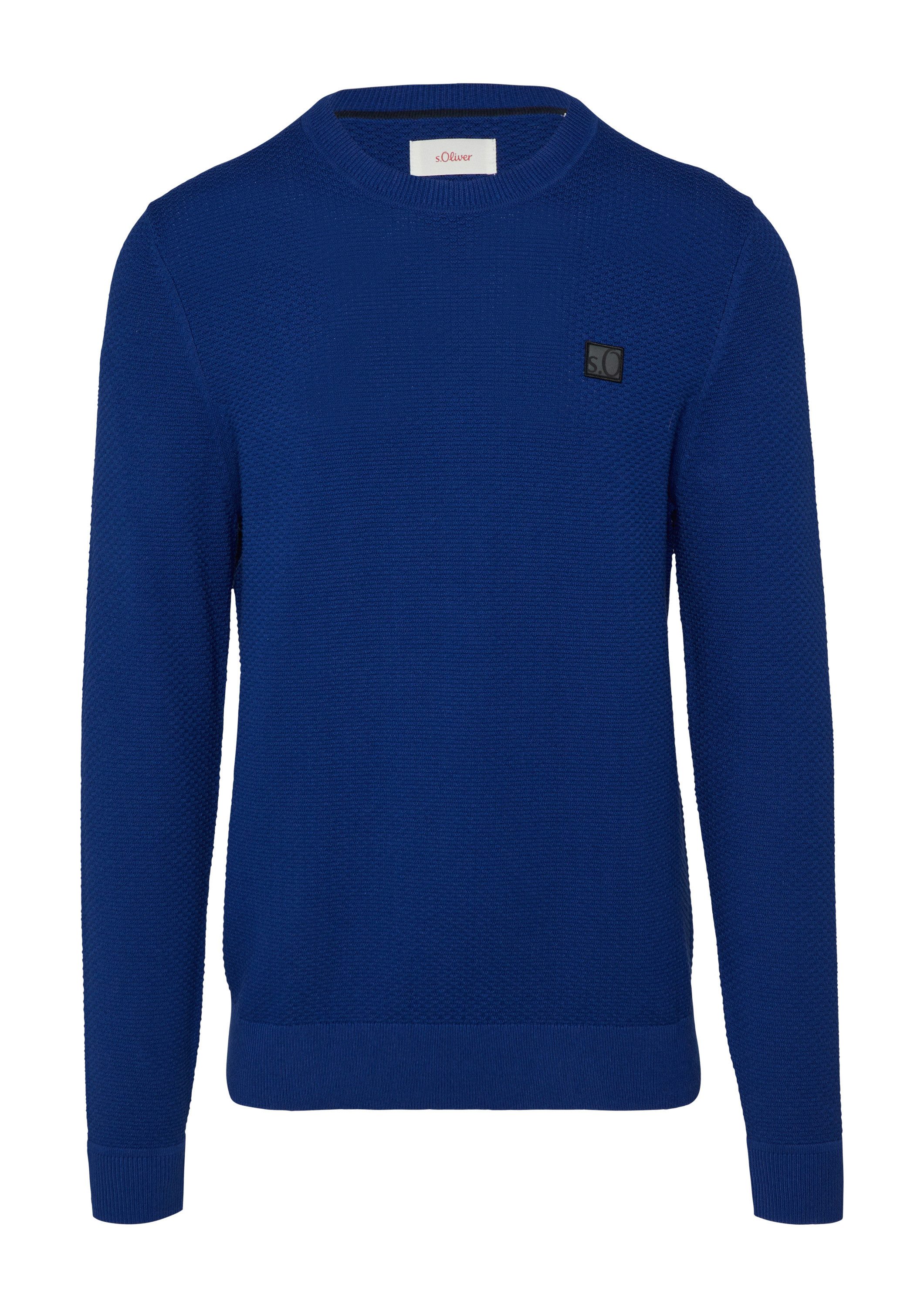 s.Oliver Longpullover Strickpullover Strukturierter Strickpullover mit Logo günstig online kaufen