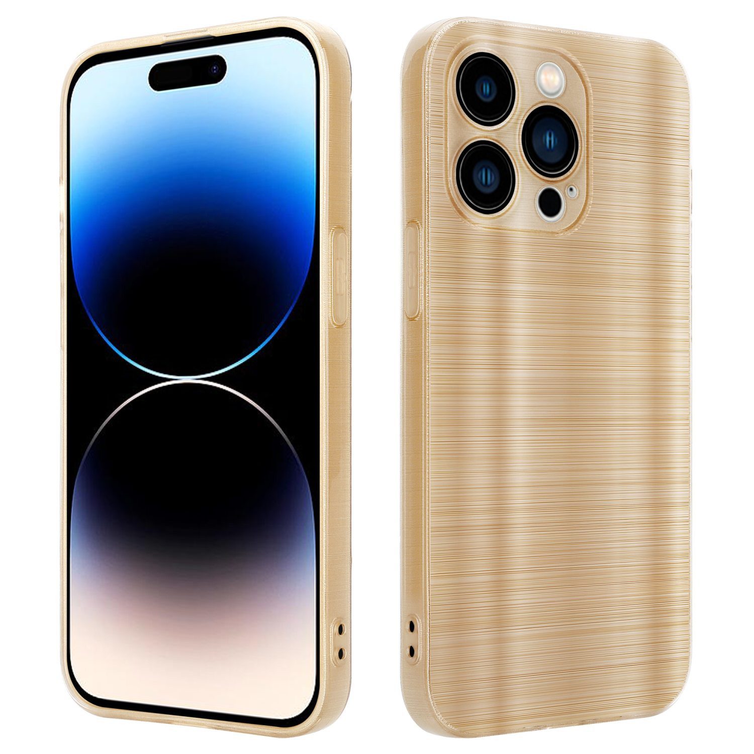 Cadorabo Handyhülle für iPhone 14 PRO MAX Hülle Apple iPhone 14 PRO MAX, Schutzhülle - TPU Silikon Hülle - im Brushed Design
