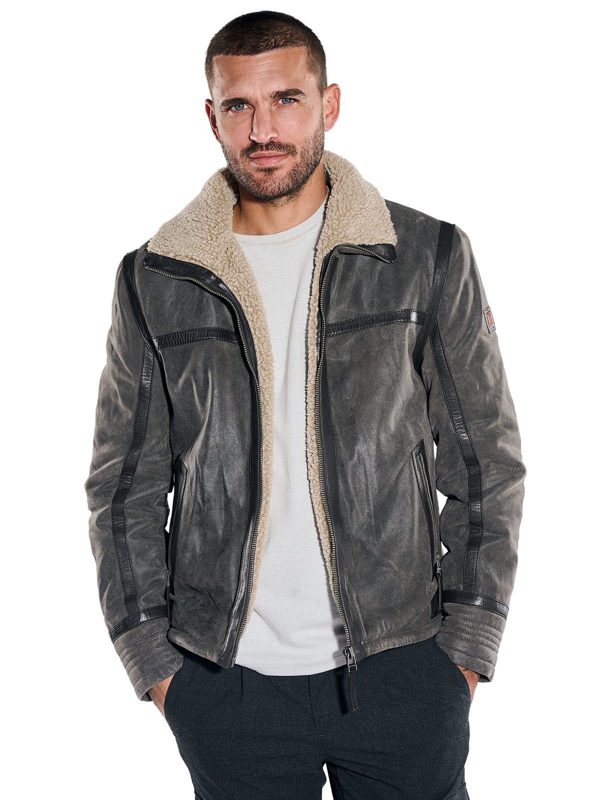 emilio adani Lederjacke Herren Lederjacke, Dunkelbraun