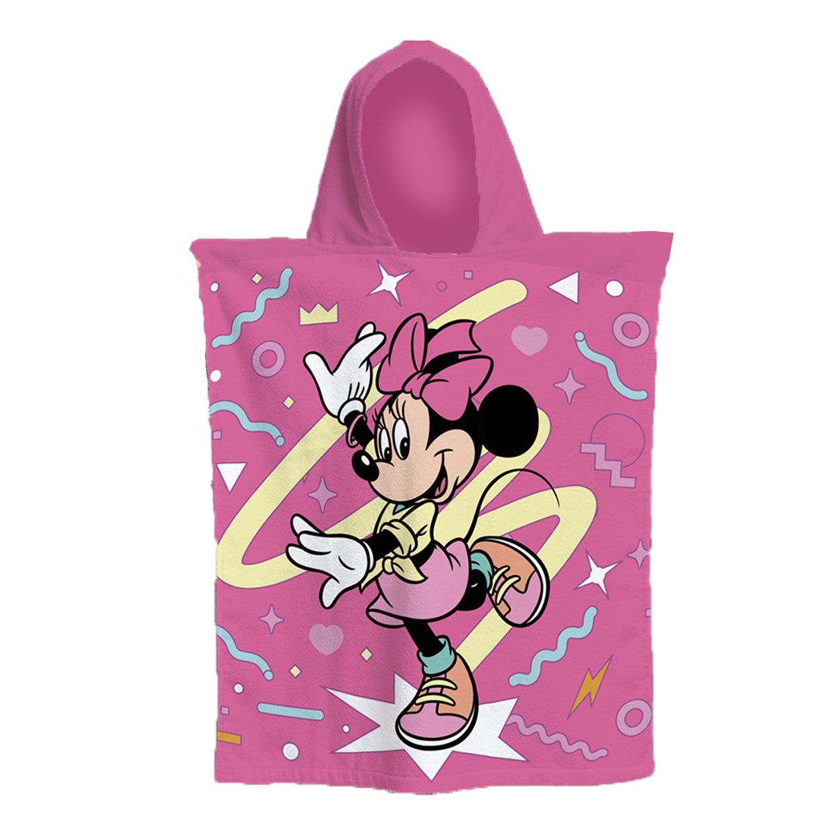 Disney Minnie Mouse Badeponcho Kinder aus Baumwolle mit Kapuze für Bad Strand und Urlaub, Baumwolle