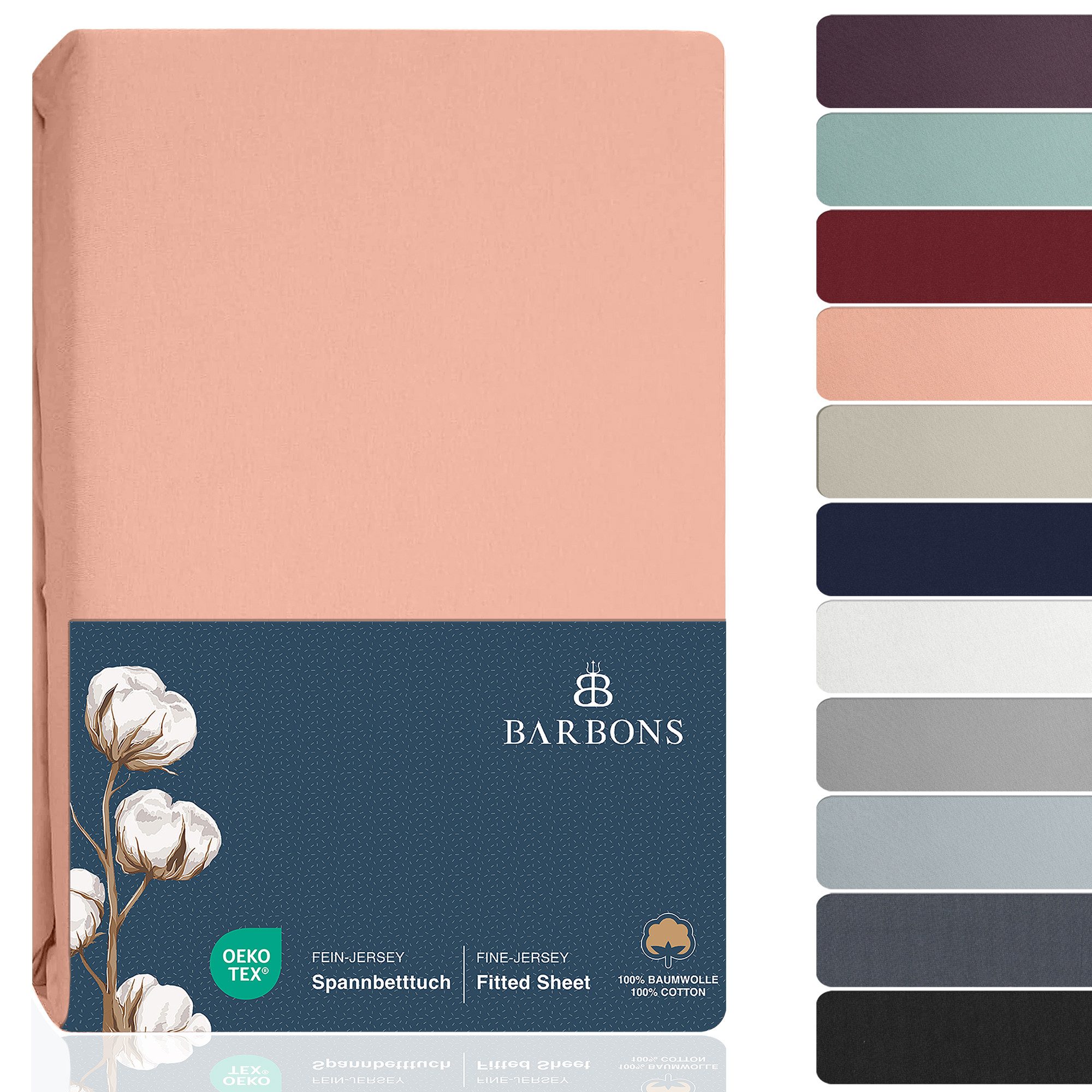 BARBONS Spannbettlaken Jersey Bettlaken, 145 g/m² Spannbetttuch, bis zu 25c günstig online kaufen